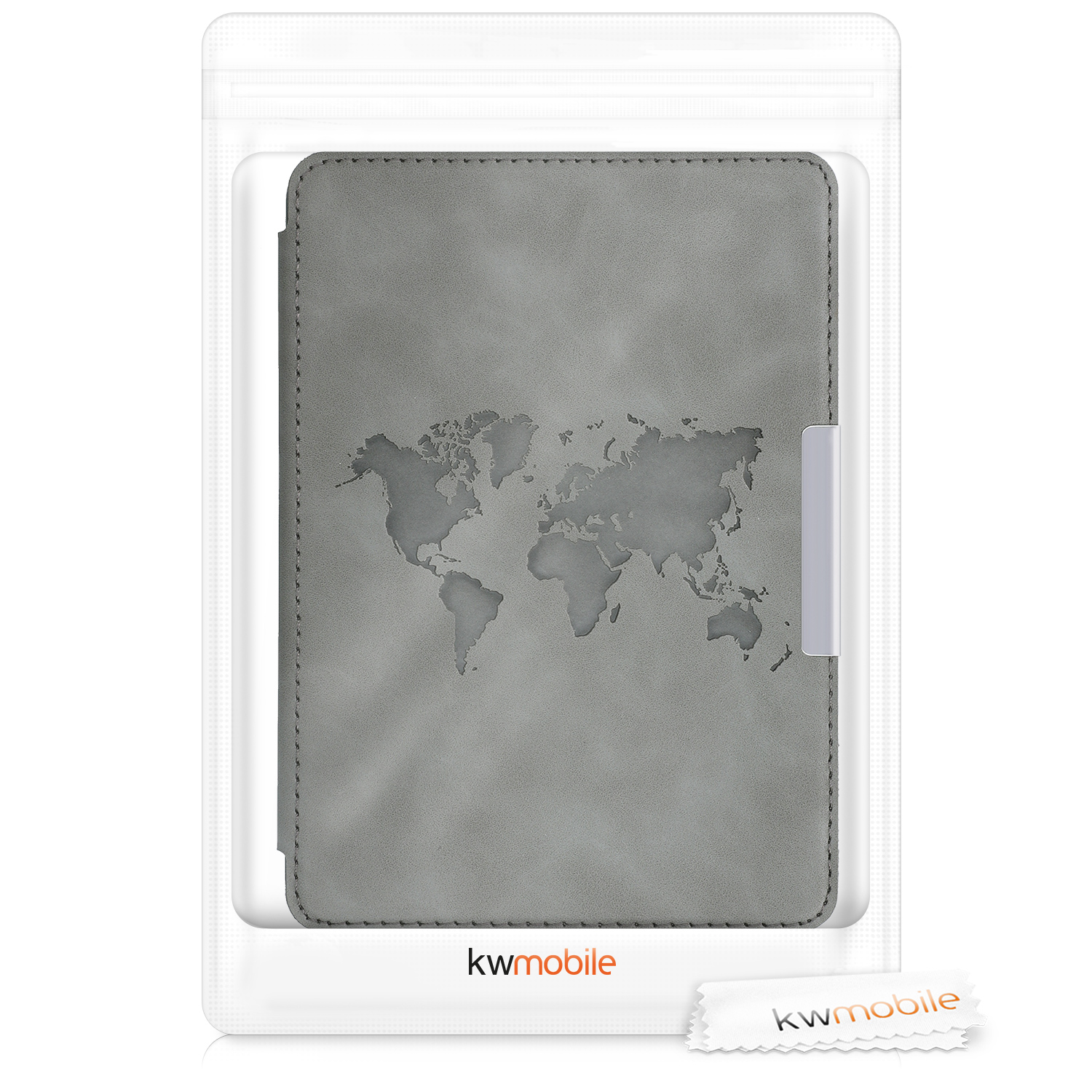 Pouzdro na čtečku kwmobile pro Amazon Kindle Paperwhite (10. Gen - 2018) - motiv Travel Outline šedá