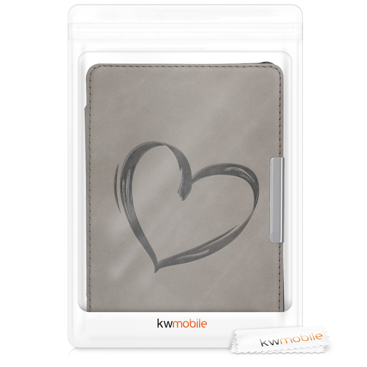 Pouzdro na čtečku Tolino Shine 3 kwmobile - brushed heart / šedá