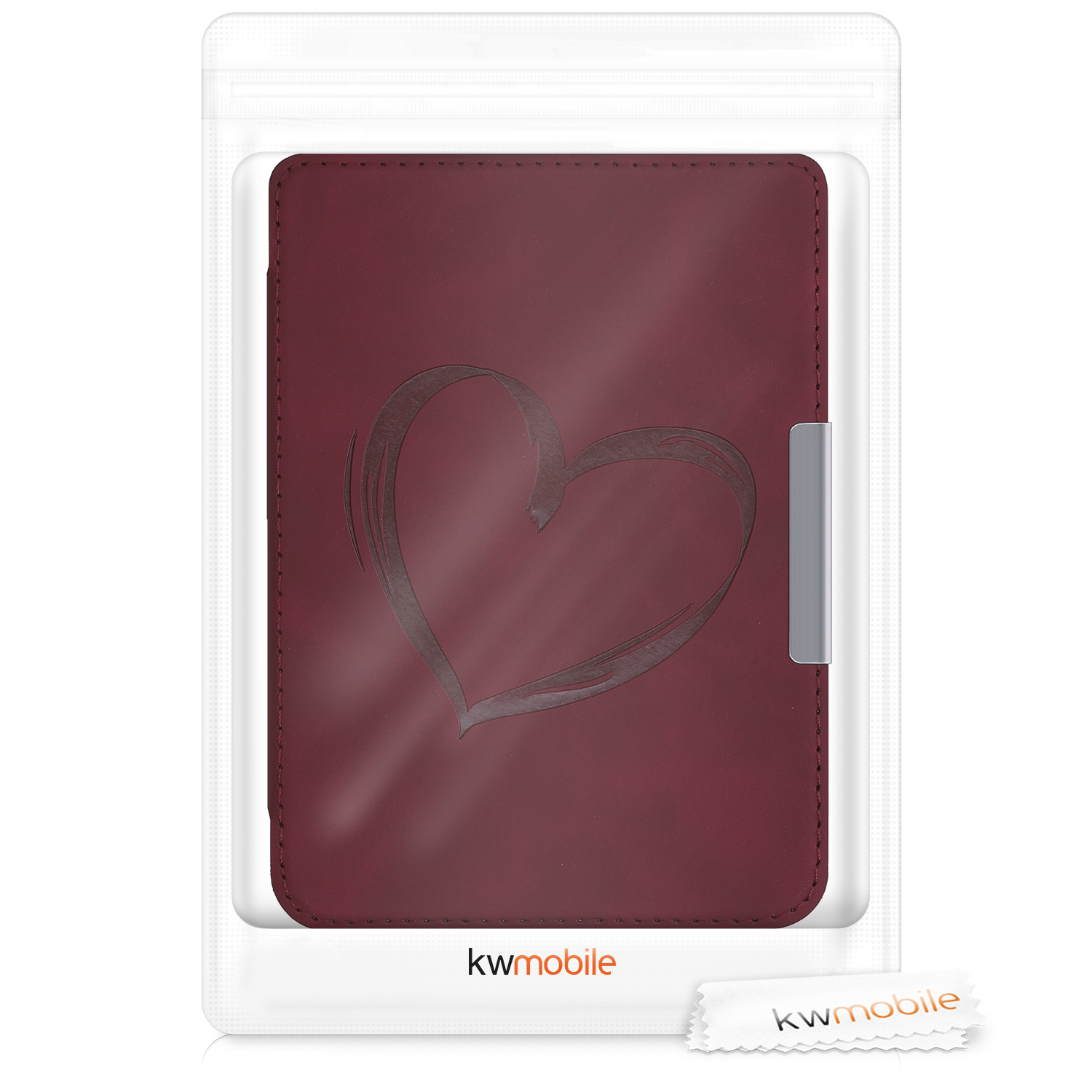 Pouzdro na čtečku Tolino Shine 3 kwmobile - brushed heart / tmavě červená