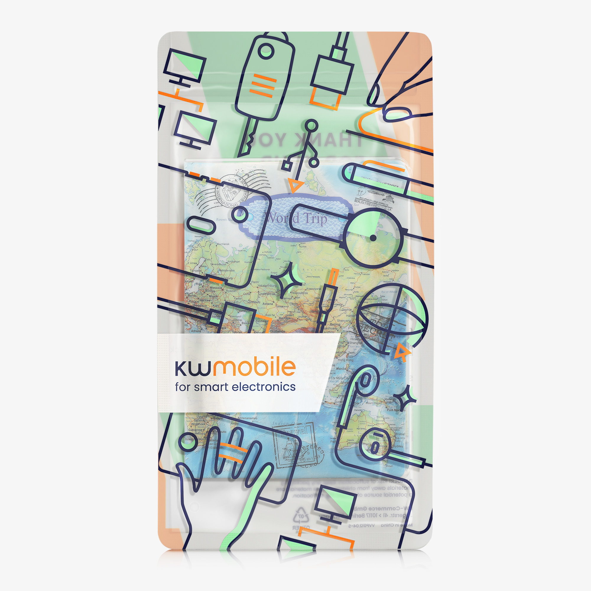 kwmobile obal na pas - World Trip modrá / zelená / bílá