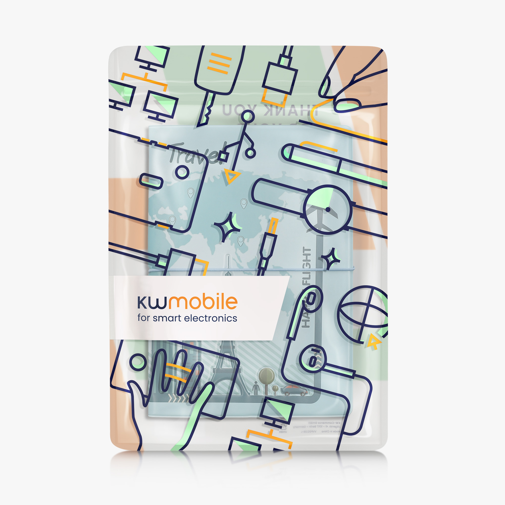 kwmobile obal na pas - hnědá / šedá / světle modrá