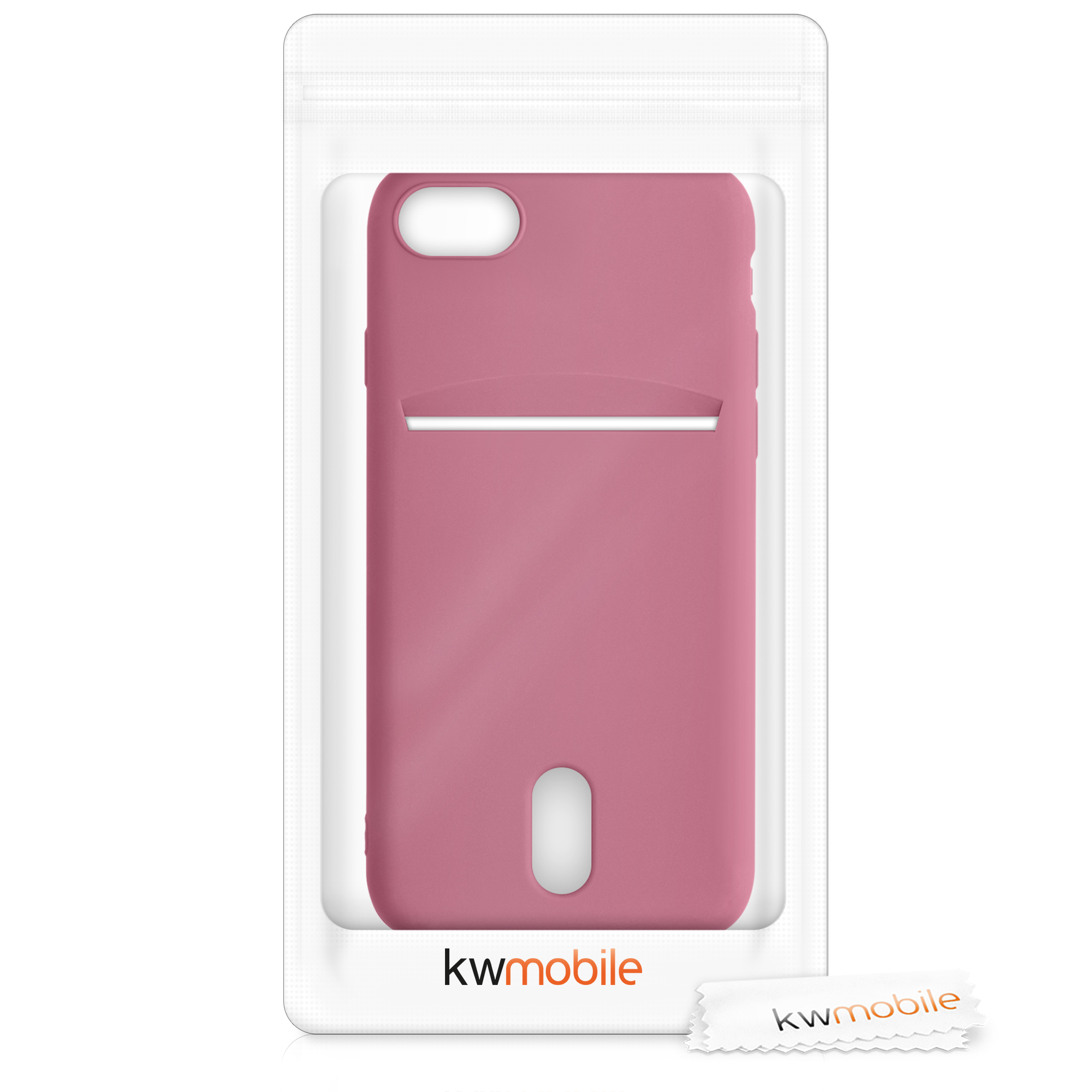 Kryt s držákem karty kwmobile pro iPhone SE 2022/2020/8/7 - tmavě růžová