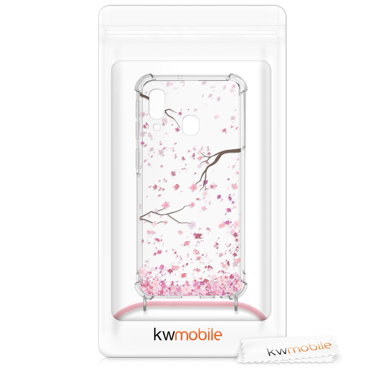 Crossbody kryt na mobil Samsung Galaxy A40 kwmobile se šňůrkou Cherry Blossoms