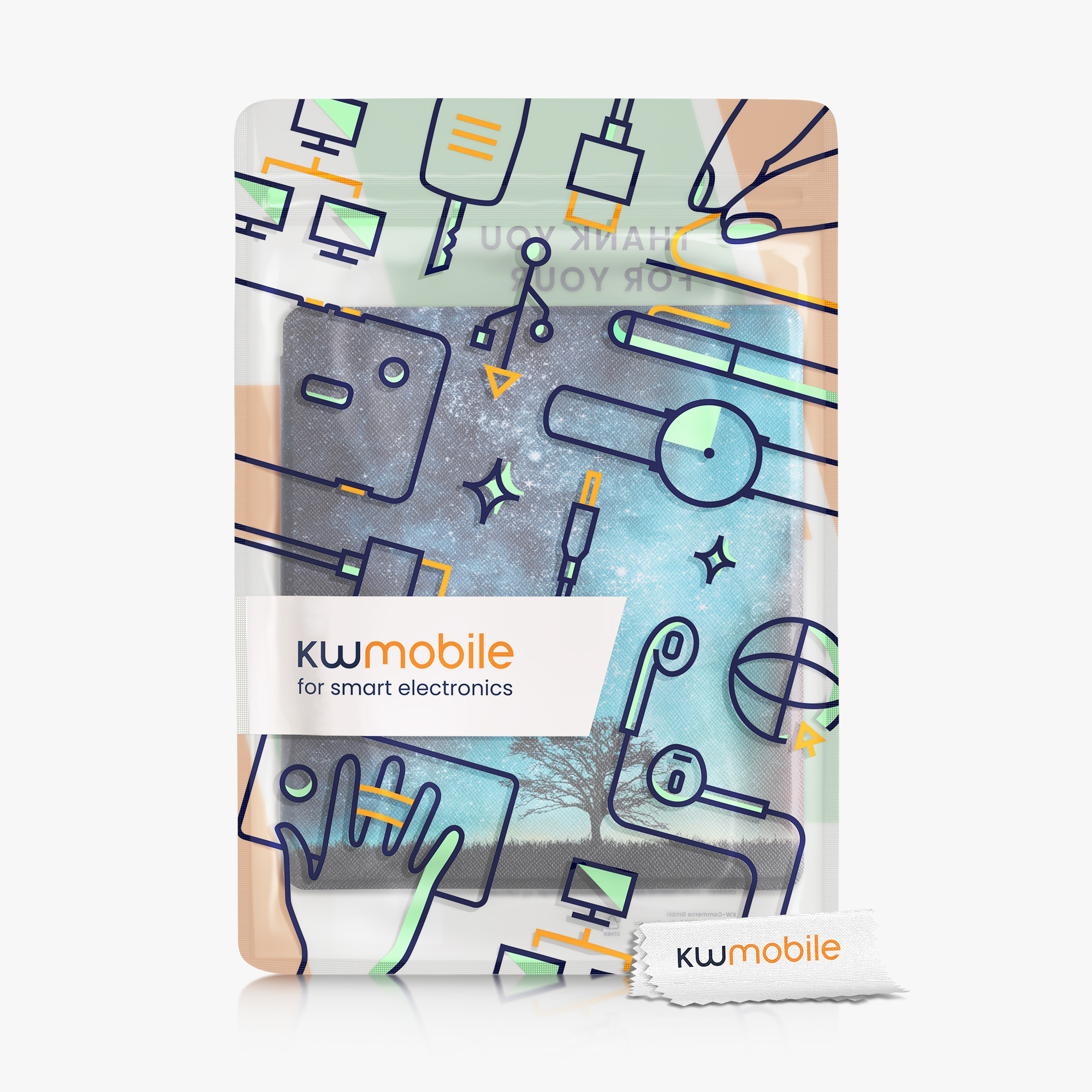 Pouzdro na čtečku kwmobile pro Amazon Kindle Oasis 10. Generation - motiv Cosmic Nature modrá / šedá / černá