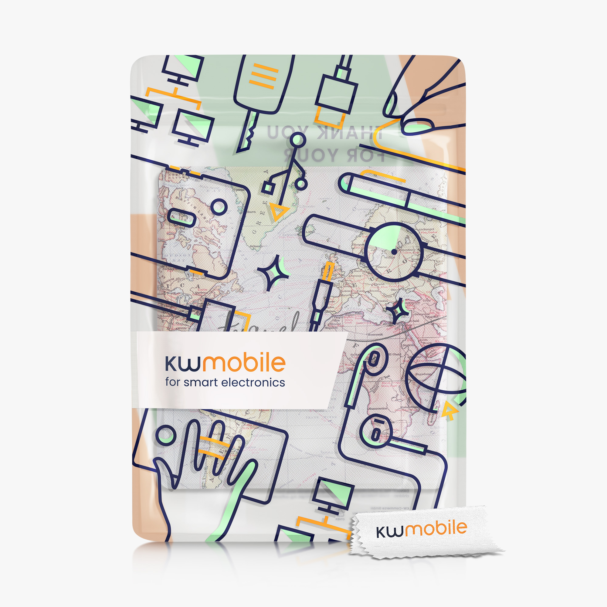 Pouzdro na čtečku kwmobile pro Amazon Kindle Oasis 10. Generation - motiv Travel černá / vícebarevná
