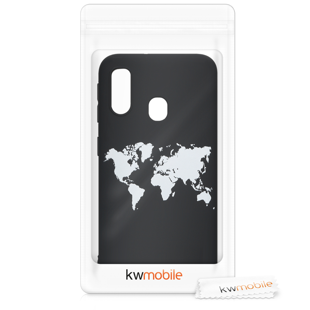 Kryt na mobil Samsung Galaxy A40 kwmobile motiv Travel Outline - bílá  Travel Outline - bílá / černá