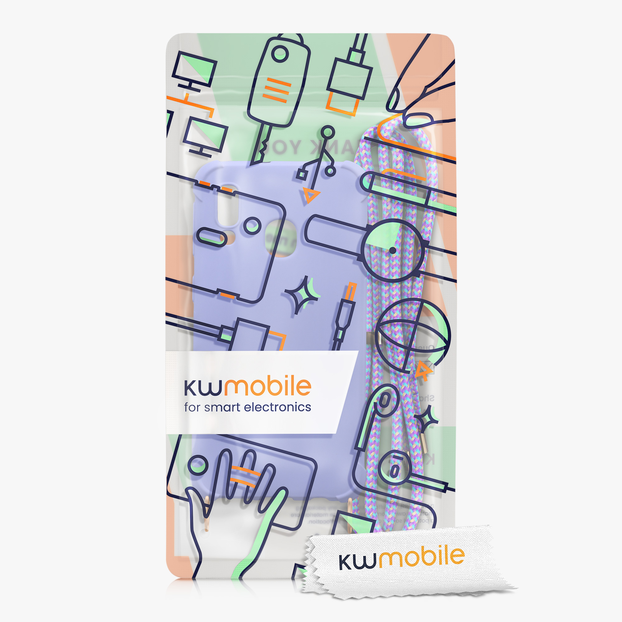 Crossbody kryt na mobil Samsung Galaxy A40 kwmobile se šňůrkou Levandulová