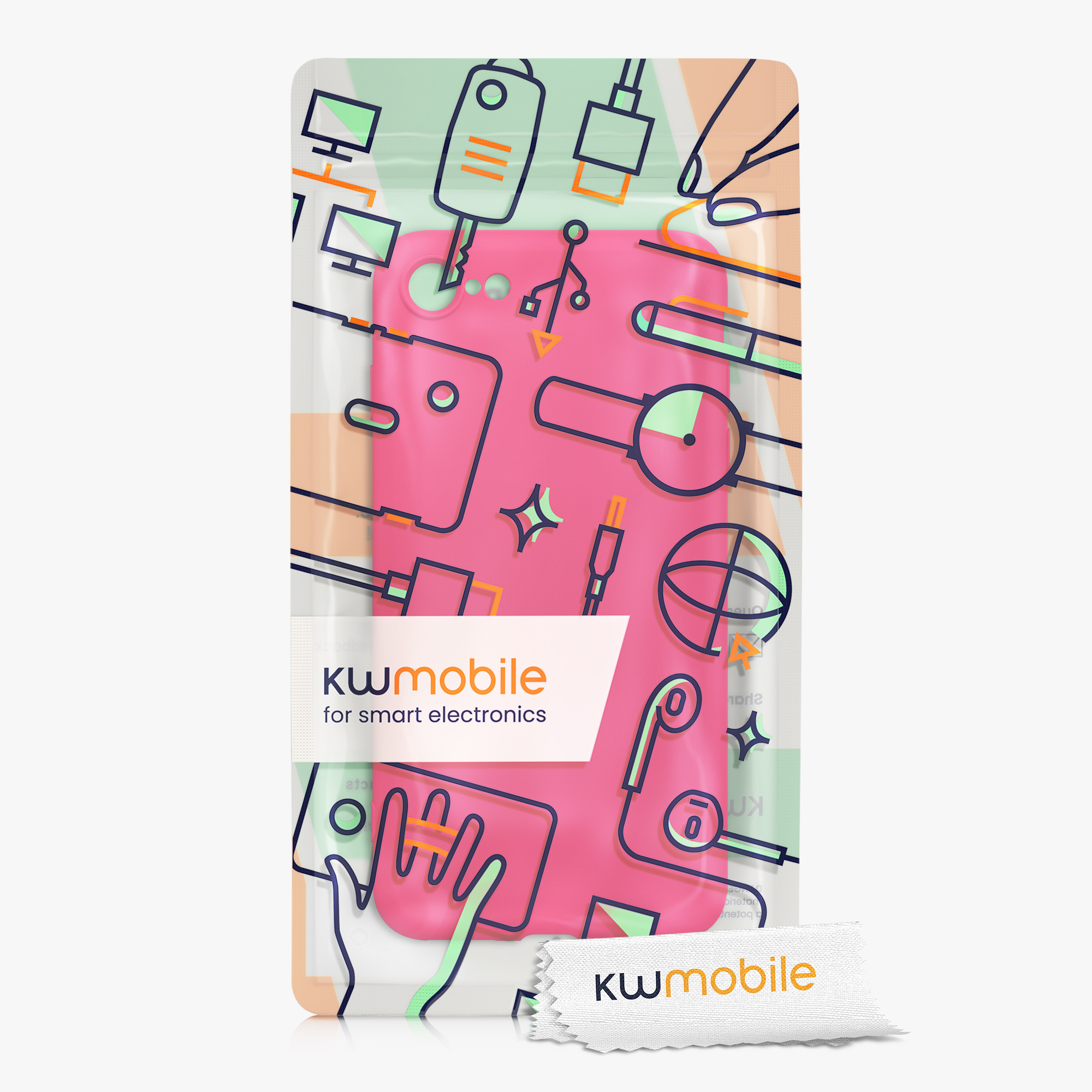 Silikonový TPU kryt kwmobile pro iPhone SE 2022/2020/8/7 - neonově růžová