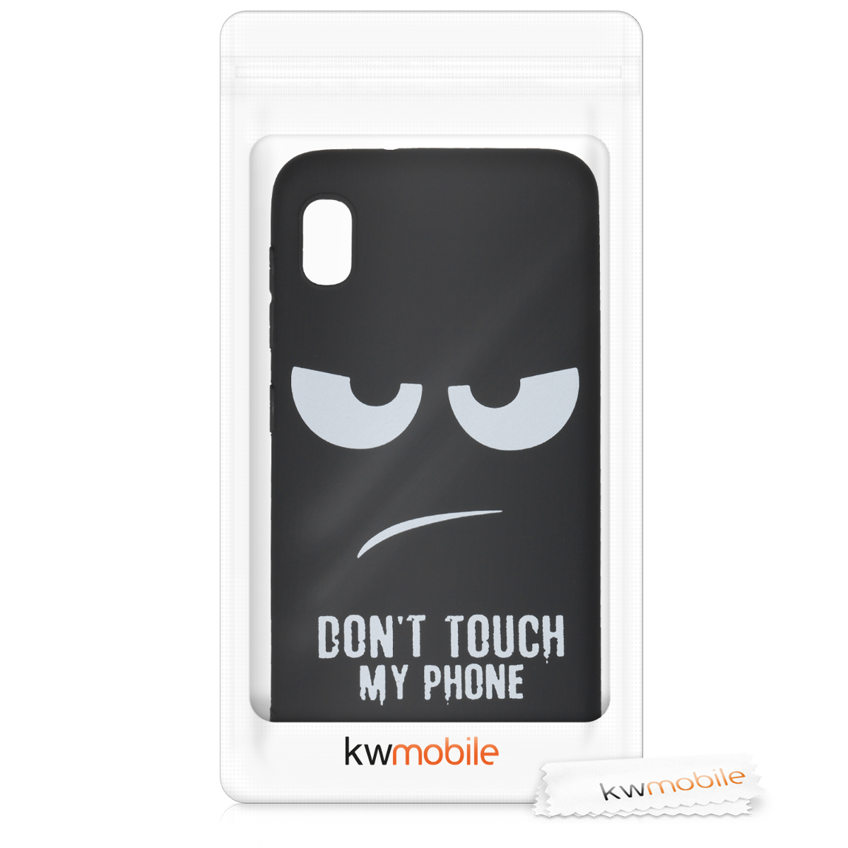 Kryt na mobil Samsung Galaxy A10 kwmobile Motiv Don't Touch My Phone bílo-černý