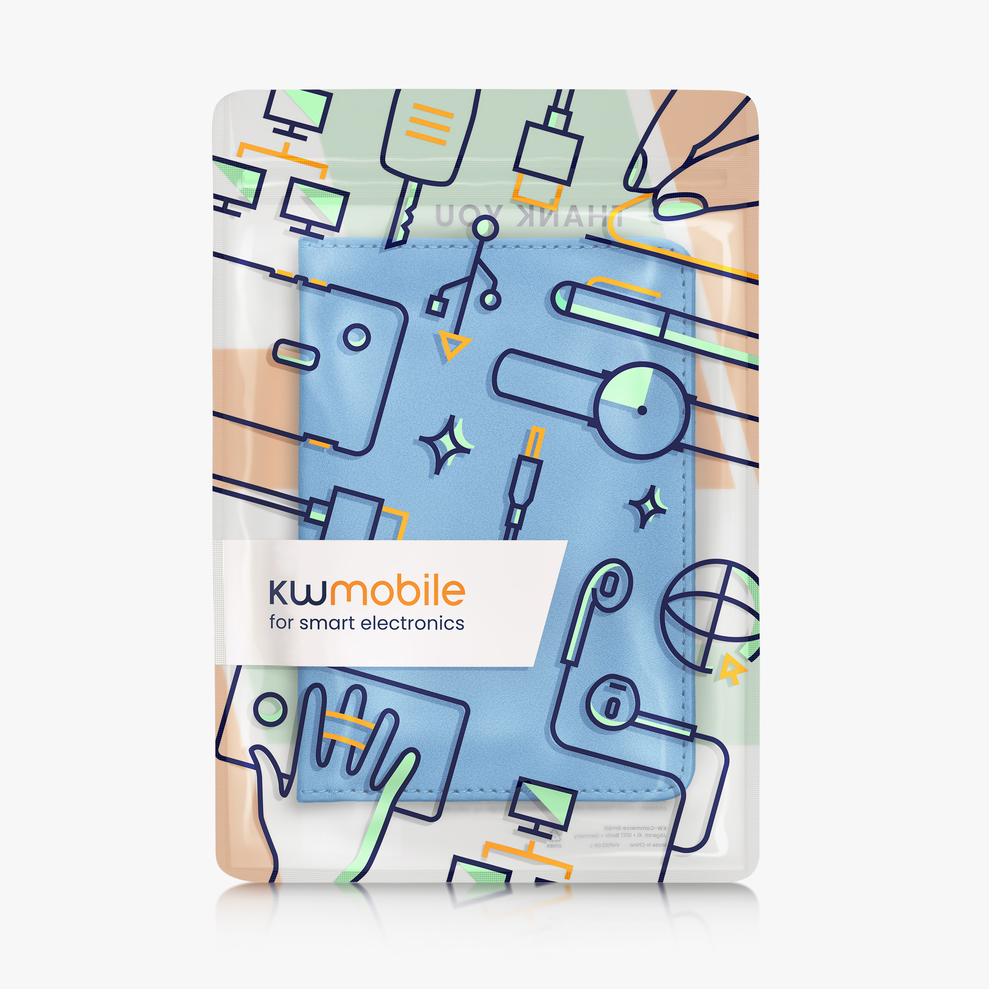 Obal na doklady od auta kwmobile 12 x 17,5 cm / 9,2 x 13 cm PU kůže - modrá
