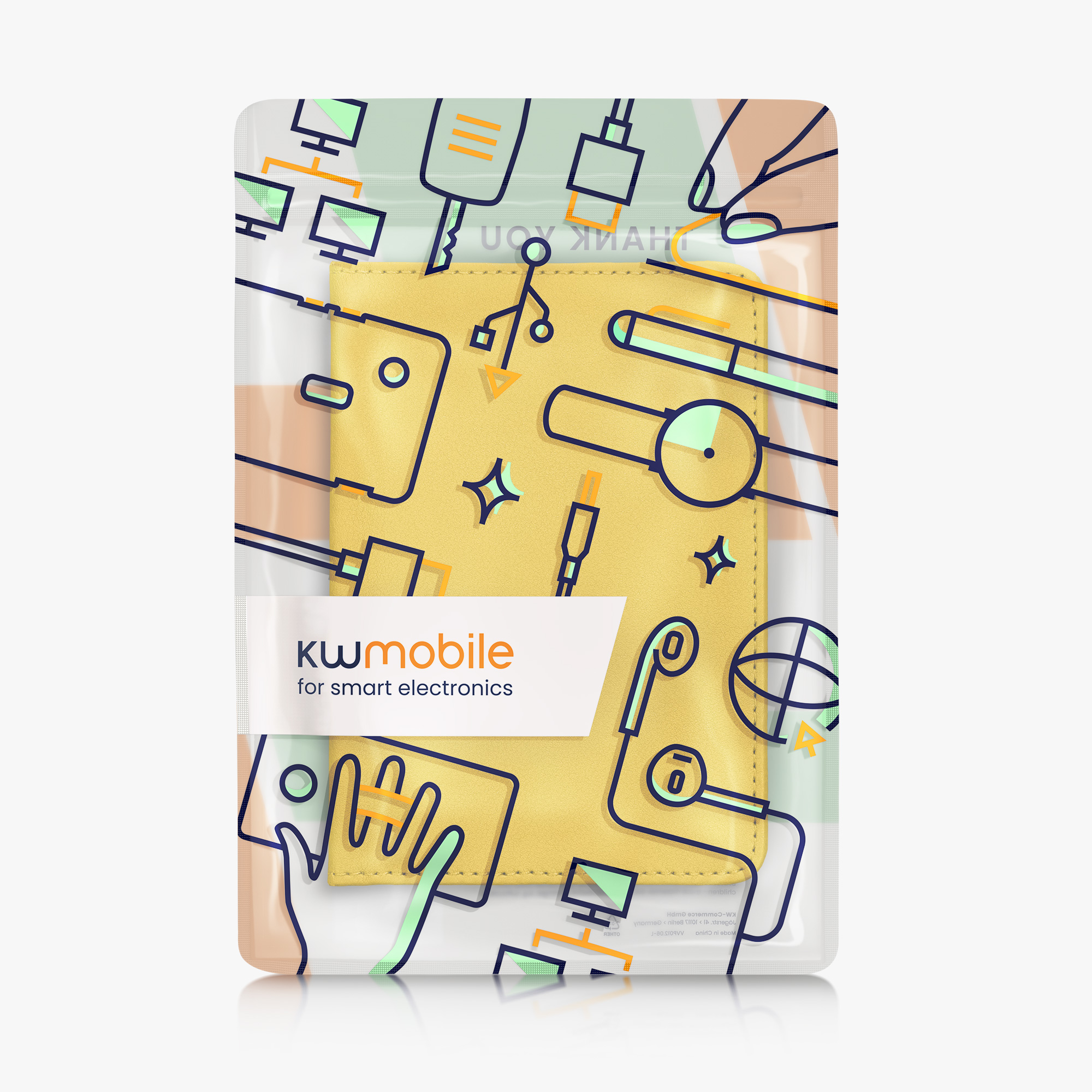 Obal na doklady od auta kwmobile 12 x 17,5 cm / 9,2 x 13 cm PU kůže - žlutá
