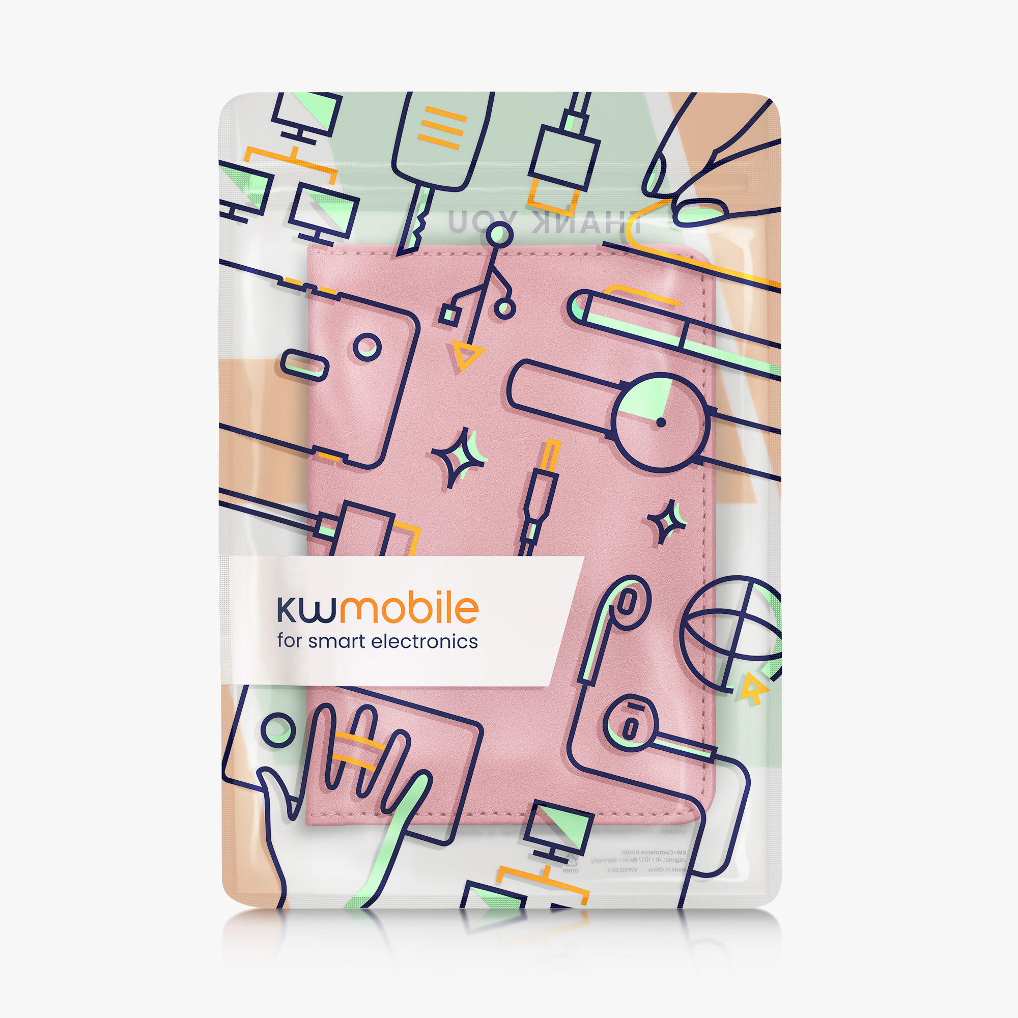 Obal na doklady od auta kwmobile 12 x 17,5 cm / 9,2 x 13 cm PU kůže - pudrově růžová