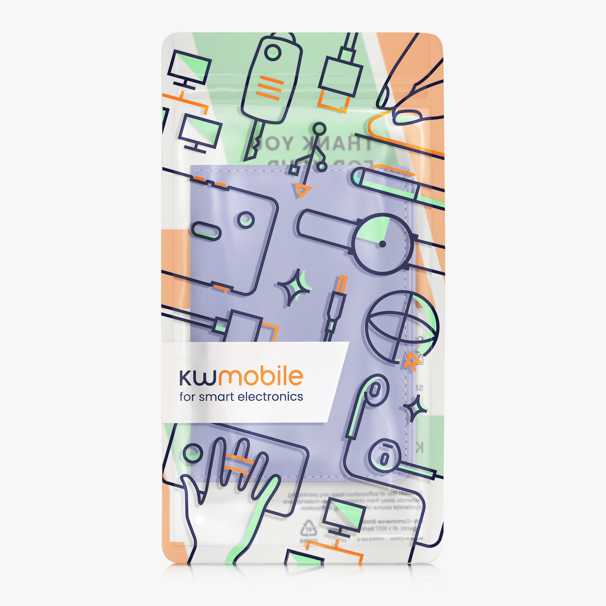 Obal na doklady od auta kwmobile 12 x 17,5 cm / 9,2 x 13 cm PU kůže - levandulová