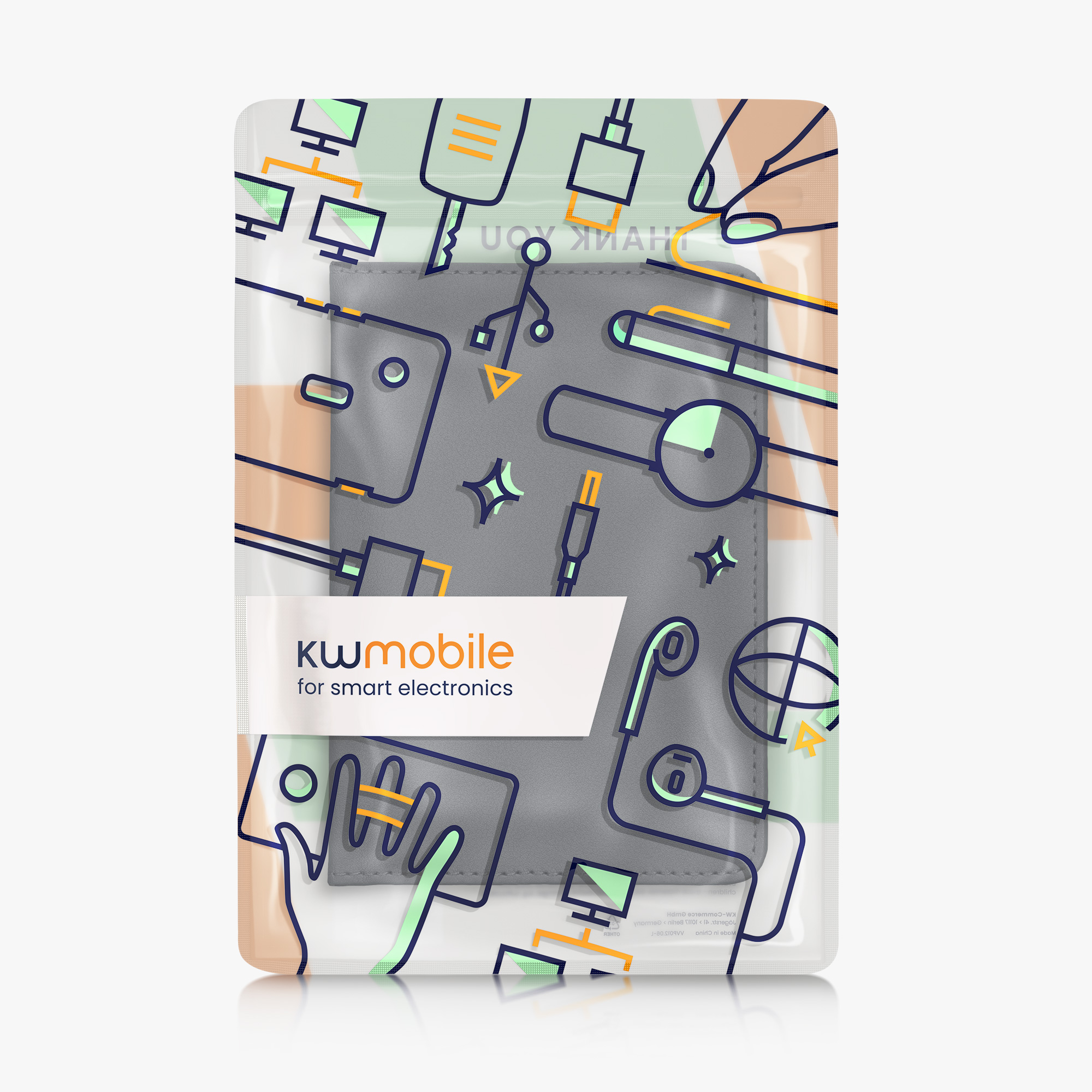 Obal na doklady od auta kwmobile 12 x 17,5 cm / 9,2 x 13 cm PU kůže - modrošedá