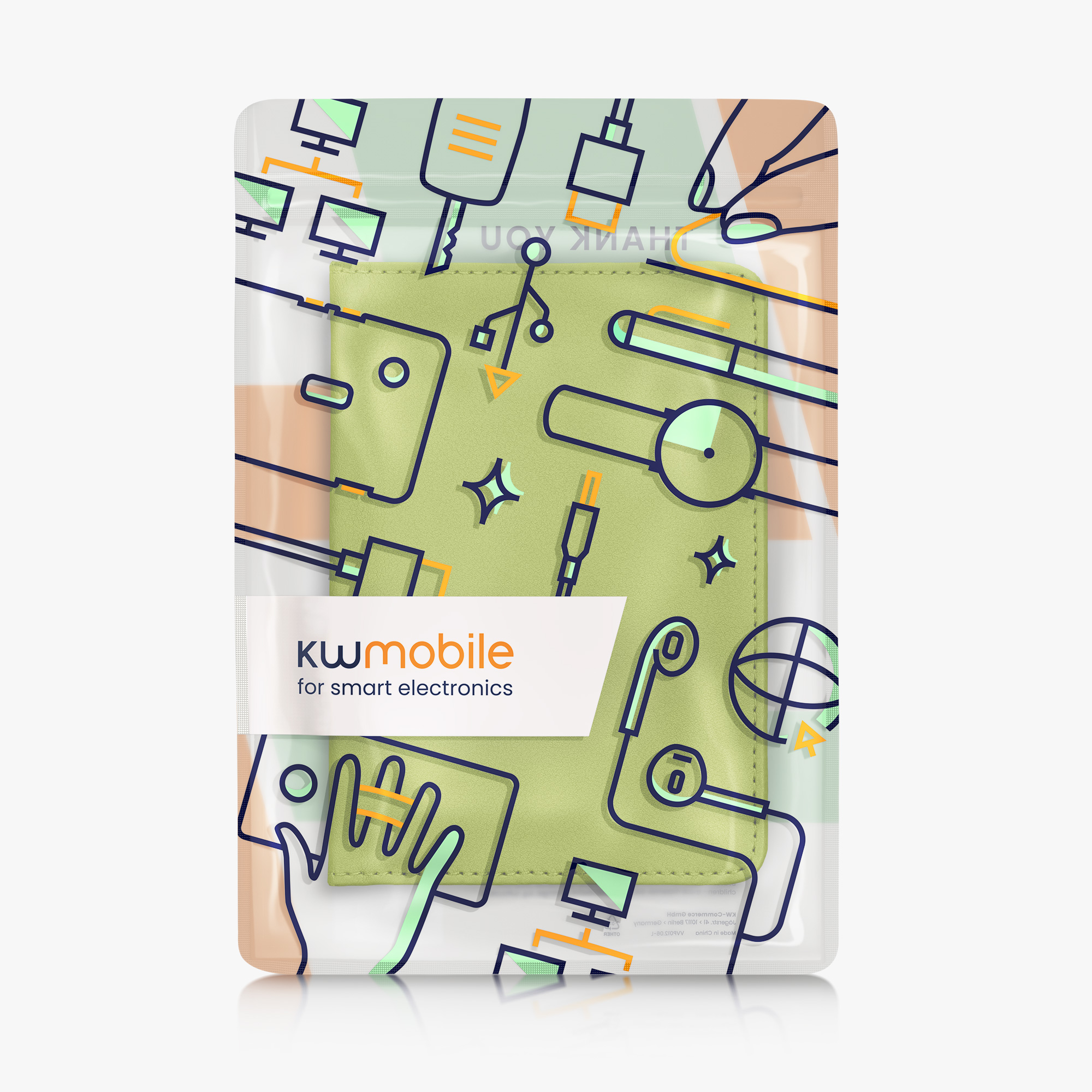 Obal na doklady od auta kwmobile PU kůže - 12 × 17,5 cm otevřené / 9,2 × 13 cm složené - limetkově zelená