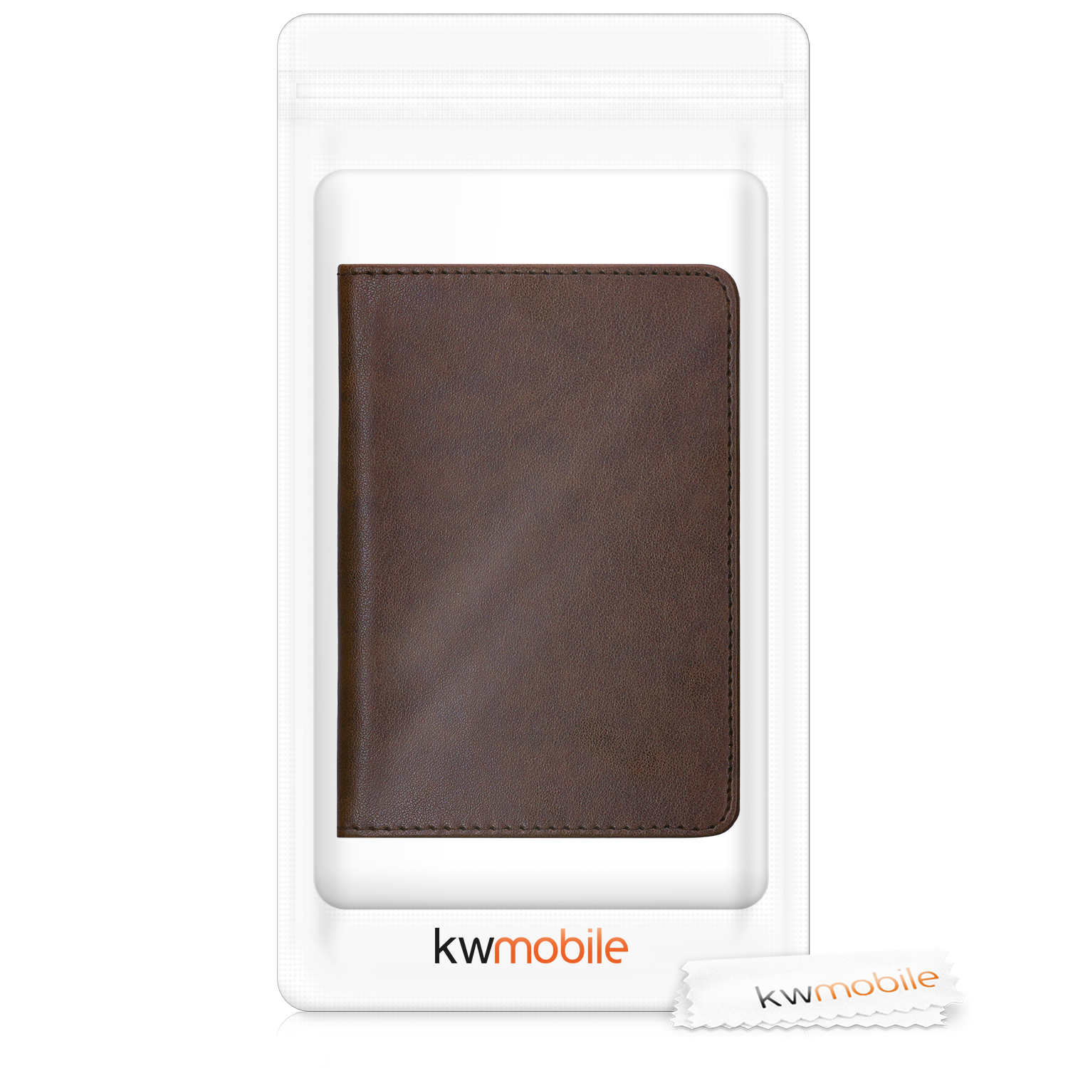 Obal na doklady od auta kwmobile PU kůže - 12 × 17,5 cm otevřené / 9,2 × 13 cm složené - tmavě hnědá
