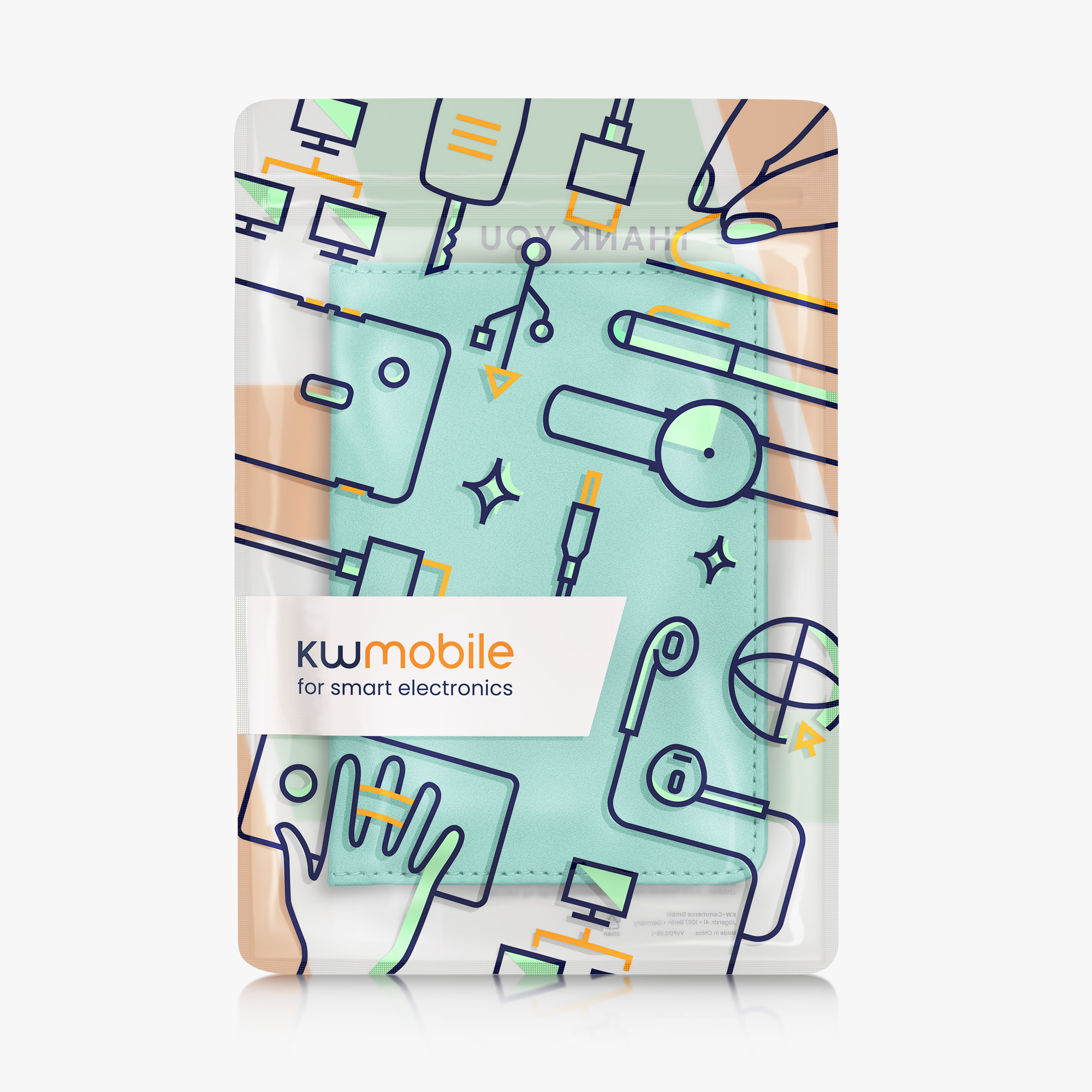 Obal na doklady od auta kwmobile 12 x 17,5 cm / 9,2 x 13 cm PU kůže - mátová