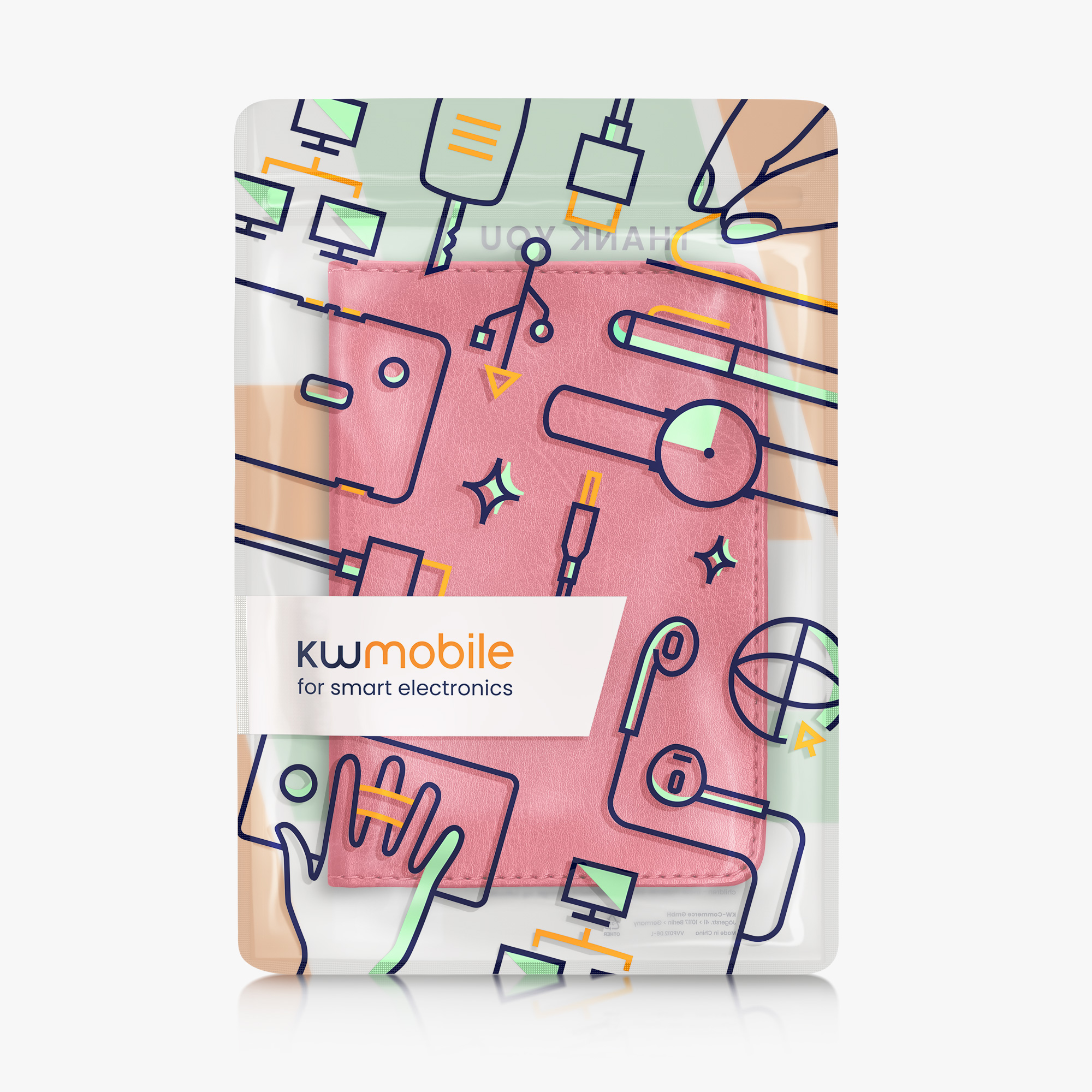 Obal na doklady od auta kwmobile PU kůže - 12 × 17,5 cm otevřené / 9,2 × 13 cm složené - neonově růžová