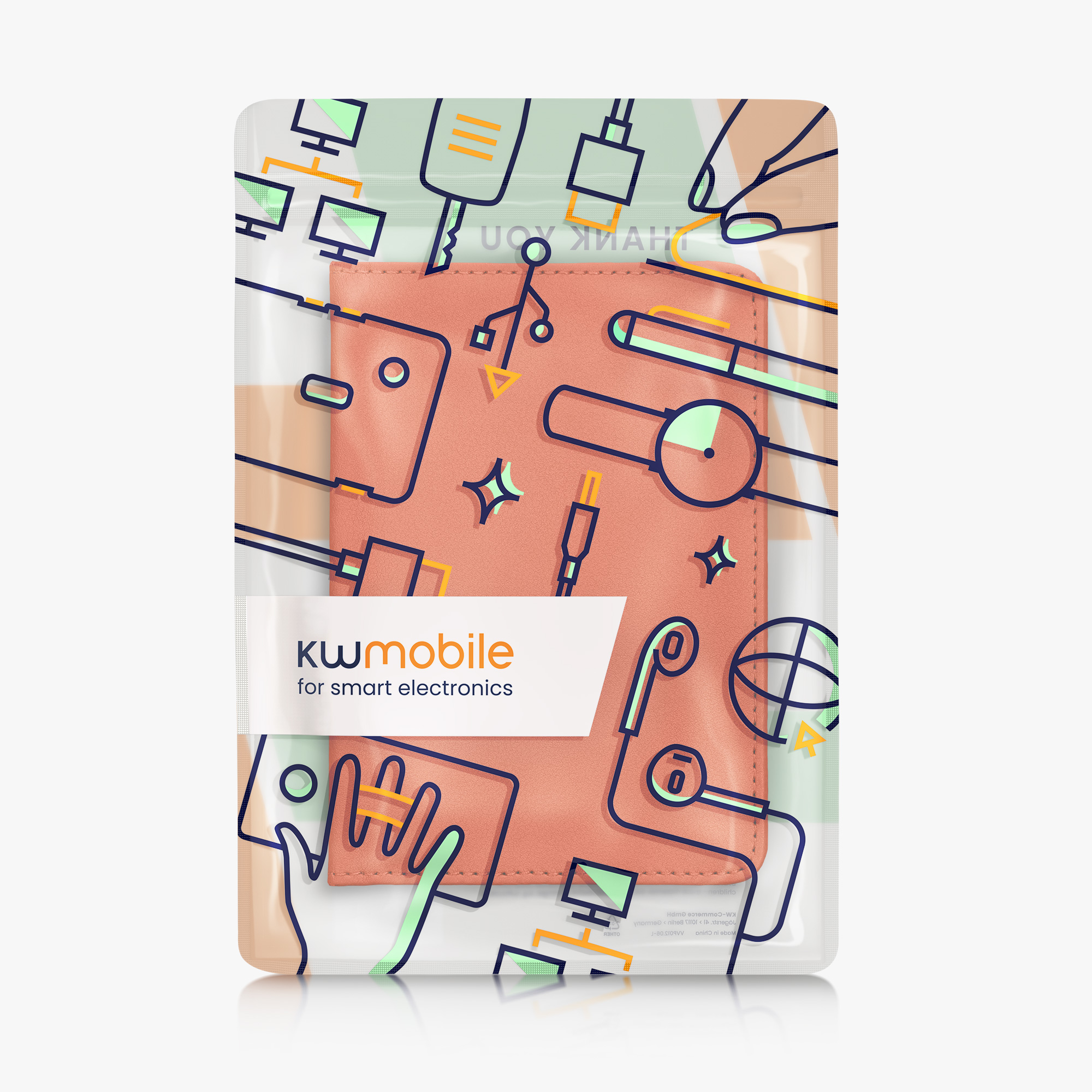 Obal na doklady od auta kwmobile PU kůže - 12 × 17,5 cm otevřené / 9,2 × 13 cm složené - oranžová