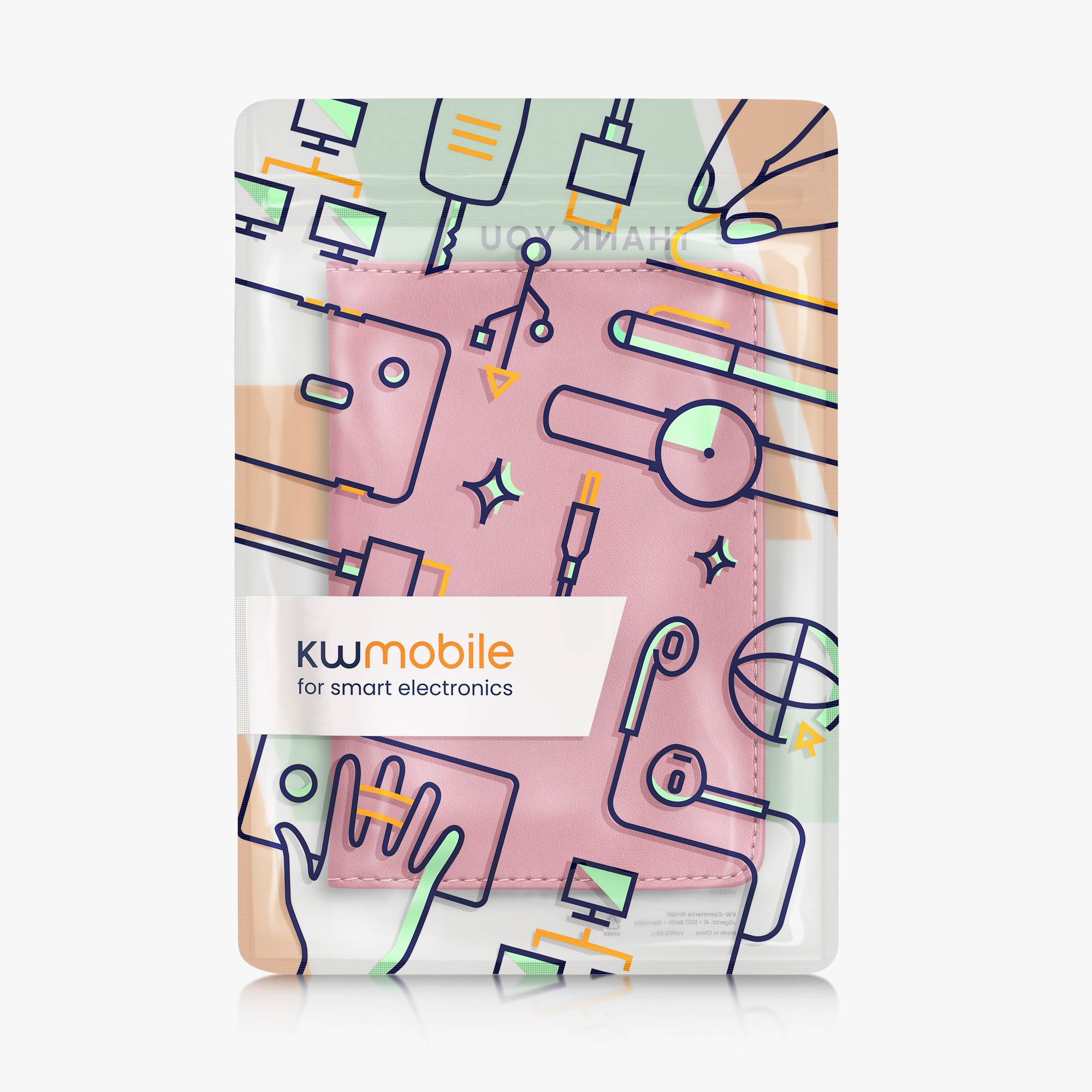 Obal na doklady od auta kwmobile PU kůže - 12 × 17,5 cm otevřené / 9,2 × 13 cm složené - růžová
