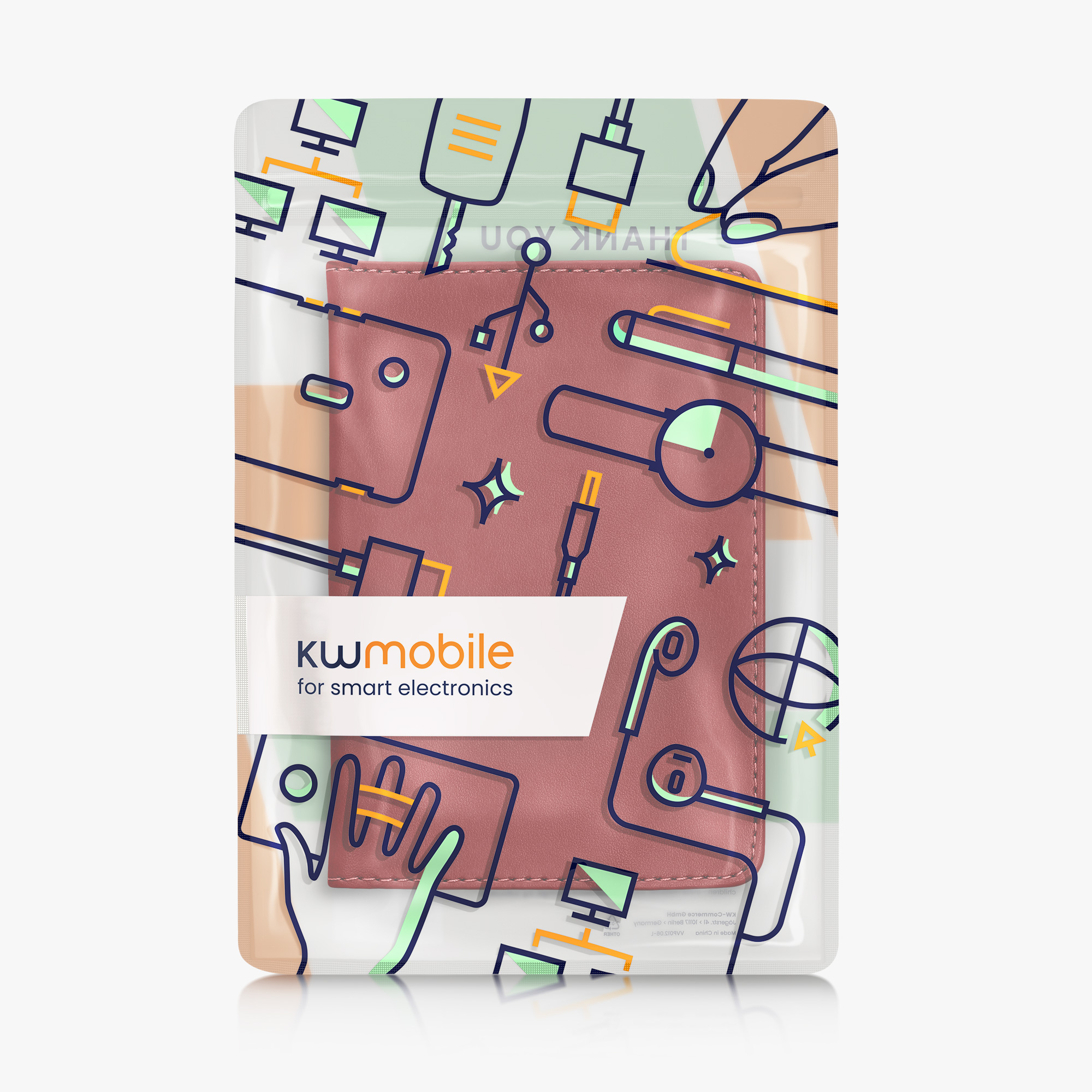 Obal na doklady od auta kwmobile 12 x 17,5 cm / 9,2 x 13 cm PU kůže - rebarborově červená