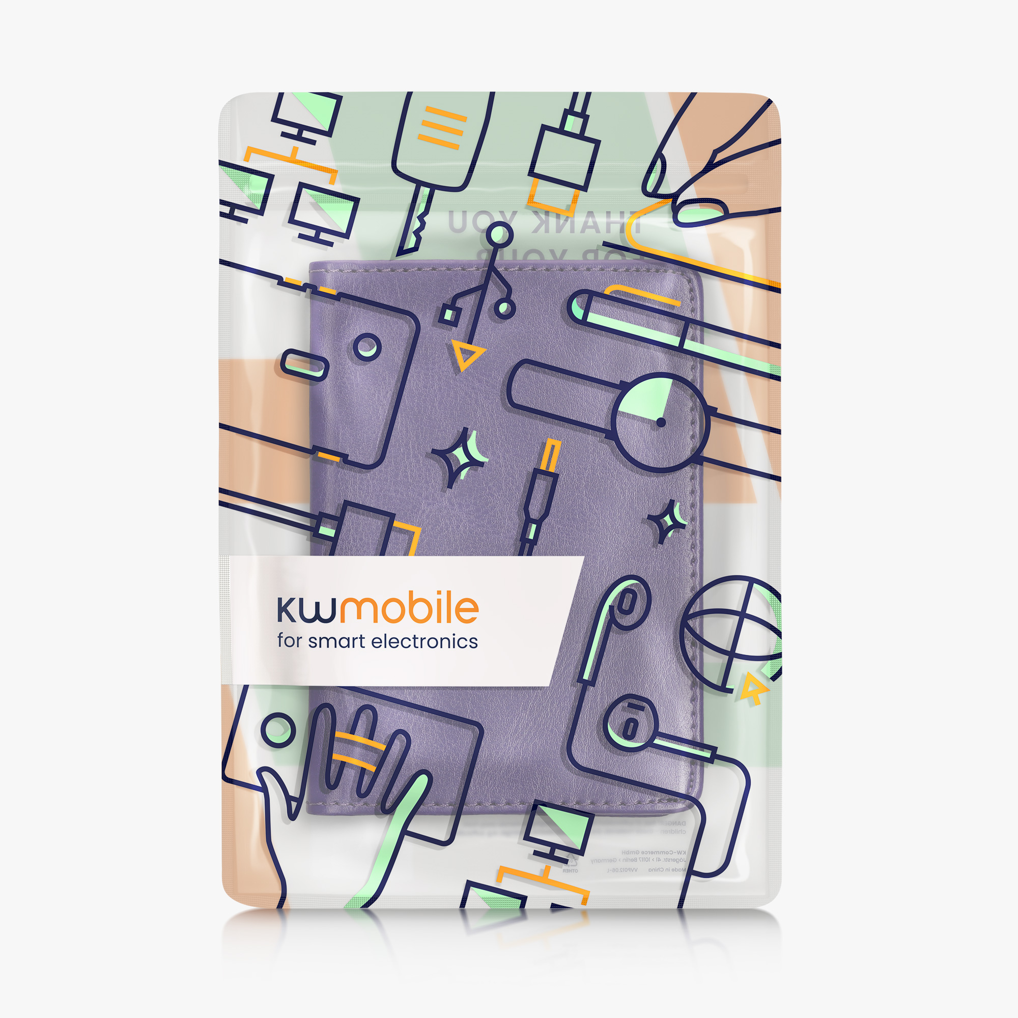Obal na doklady od auta kwmobile 12 x 17,5 cm / 9,2 x 13 cm PU kůže - světle fialová