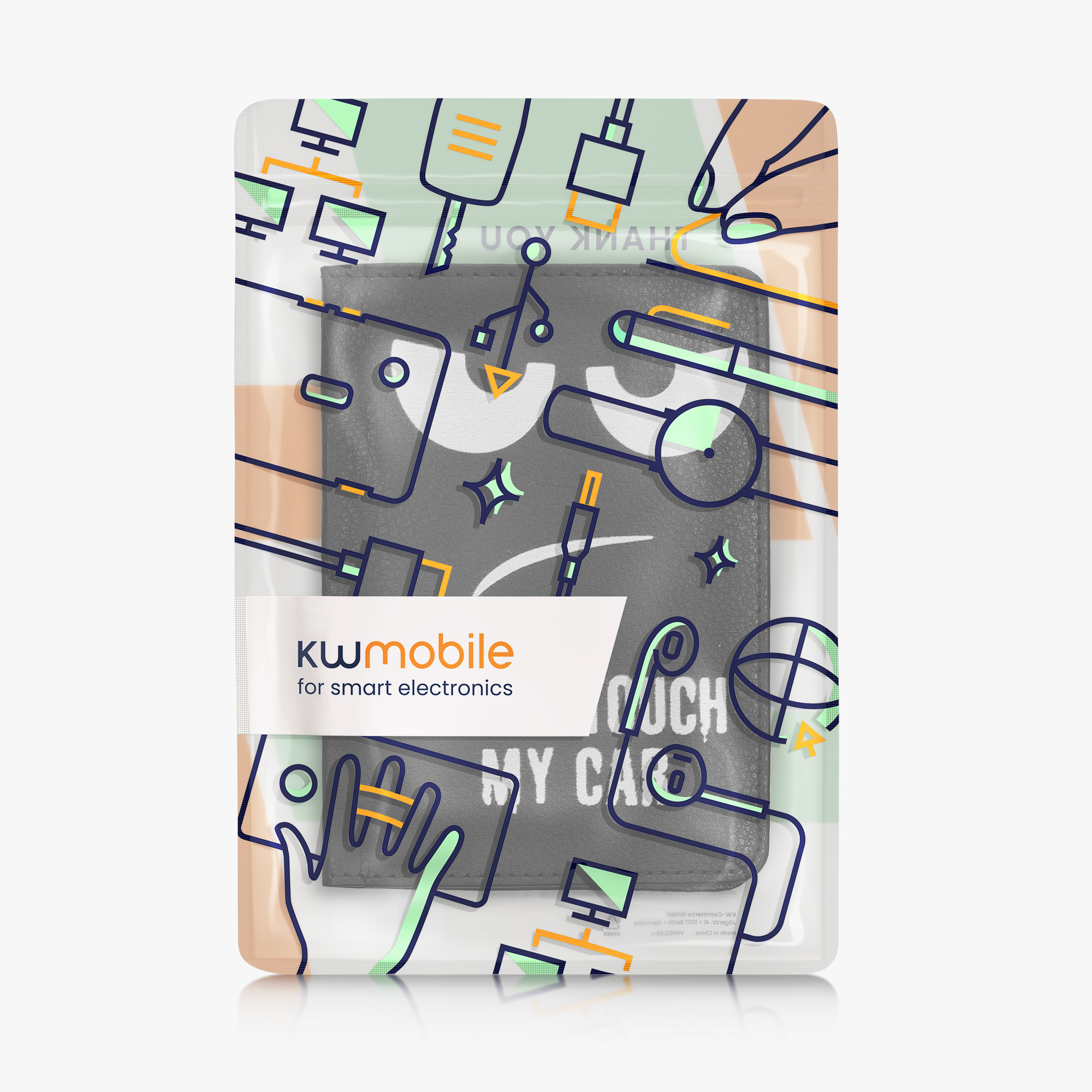 Obal na doklady od auta kwmobile PU kůže - 12 × 17,5 cm otevřené / 9,2 × 13 cm složené - bílá / černá