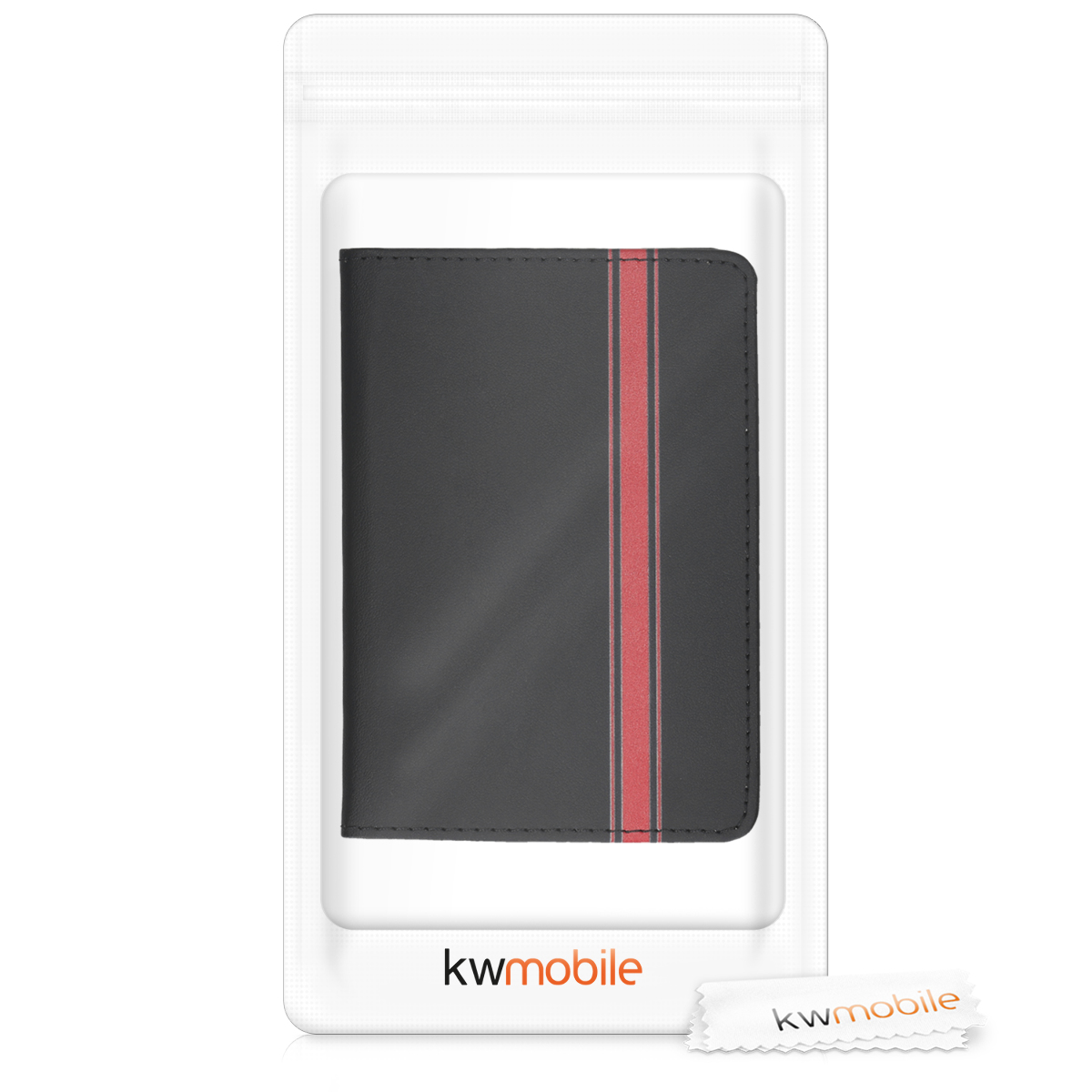 Obal na doklady od auta kwmobile 12 x 17,5 cm / 9,2 x 13 cm PU kůže motiv rally stripe - červeno-černá
