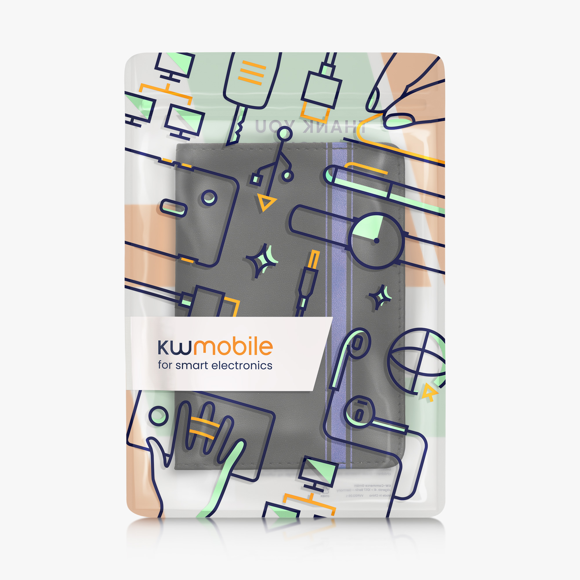 Obal na doklady od auta kwmobile PU kůže - 12 × 17,5 cm otevřené / 9,2 × 13 cm složené - modrá / černá