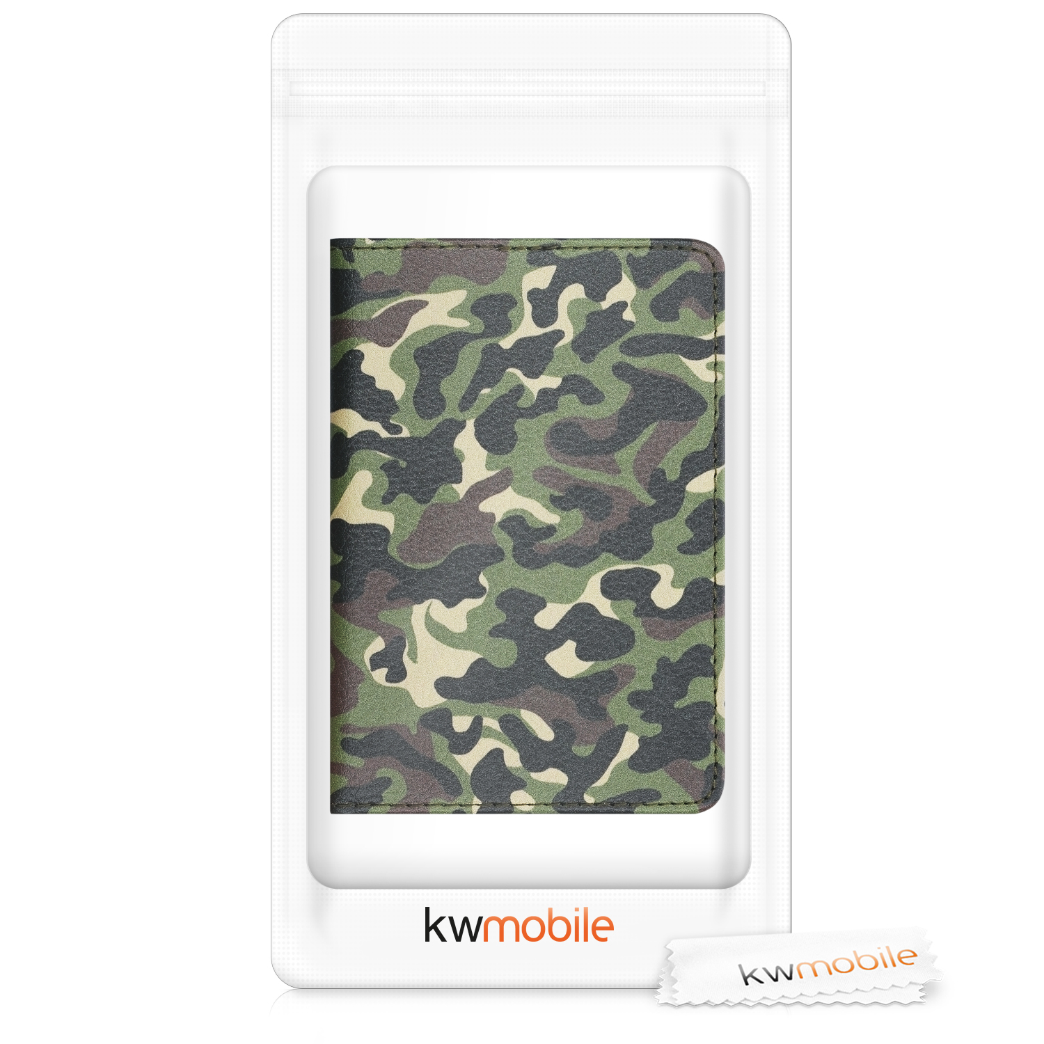 Obal na doklady od auta kwmobile 12 x 17,5 cm / 9,2 x 13 cm PU kůže motiv camouflage - tmavě zelená/tmavě hnědá/béžová