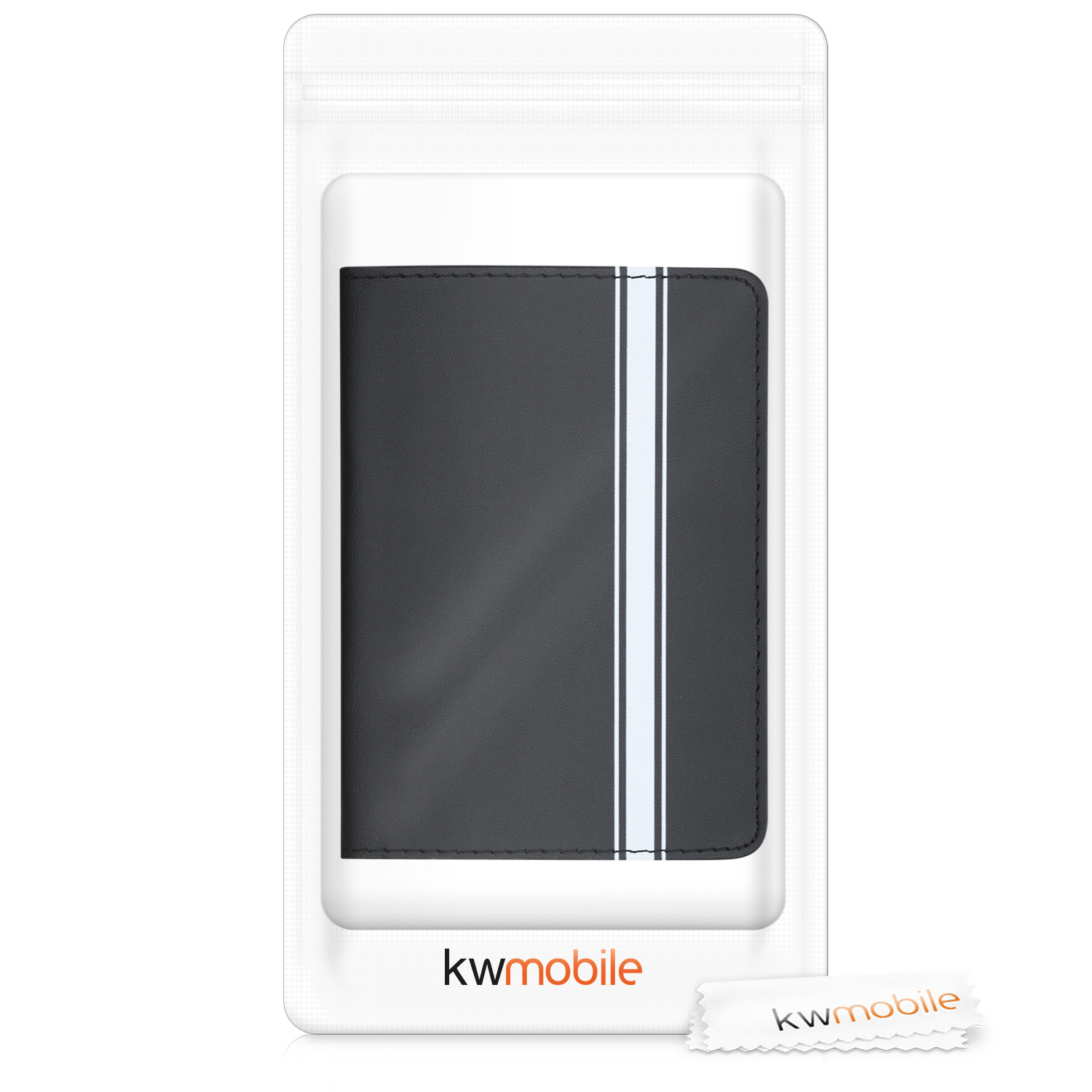 Obal na doklady od auta kwmobile 12 x 17,5 cm / 9,2 x 13 cm PU kůže motiv rally stripe - bílo-černá