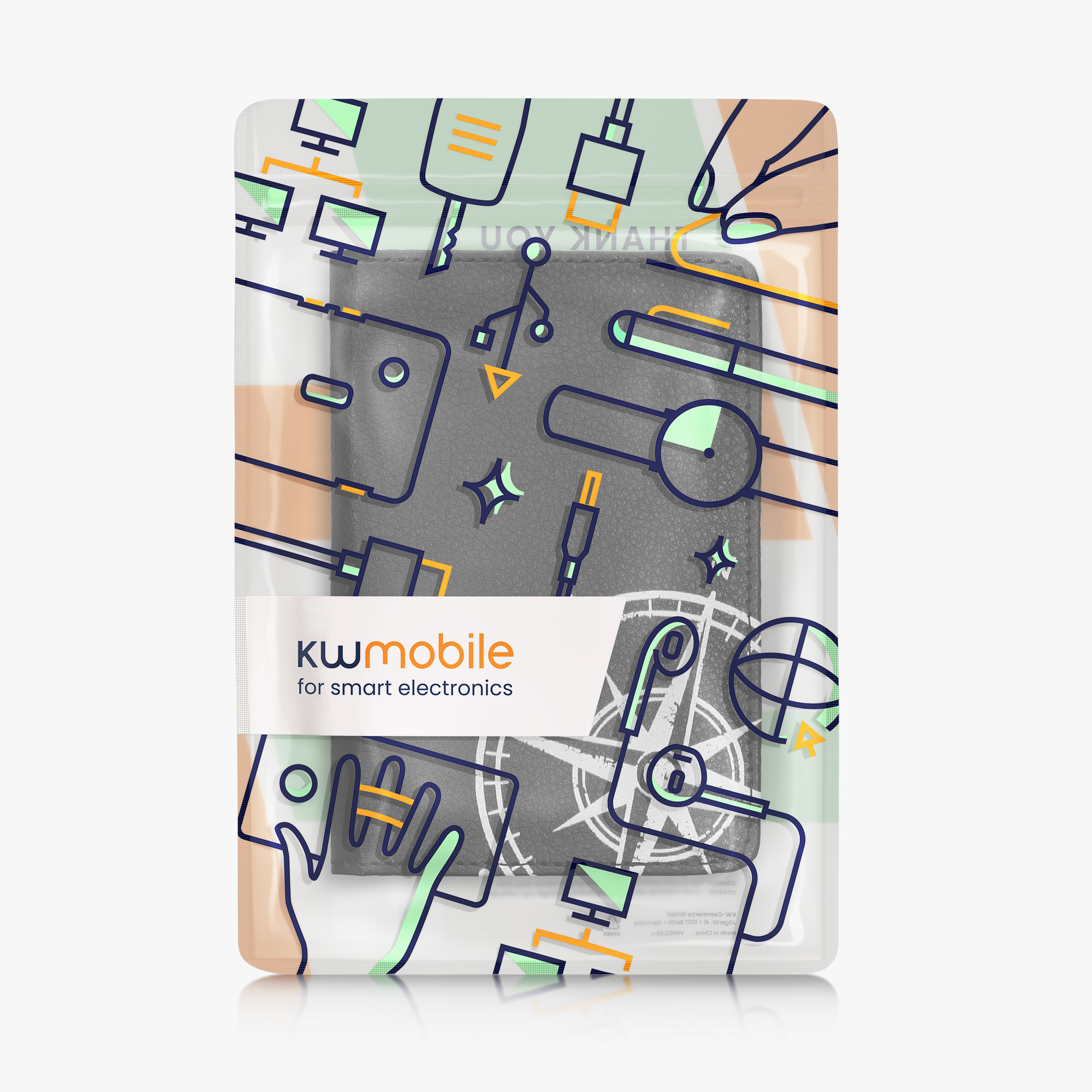 Obal na doklady od auta kwmobile 12 x 17,5 cm / 9,2 x 13 cm PU kůže motiv kompas - bílo-černá