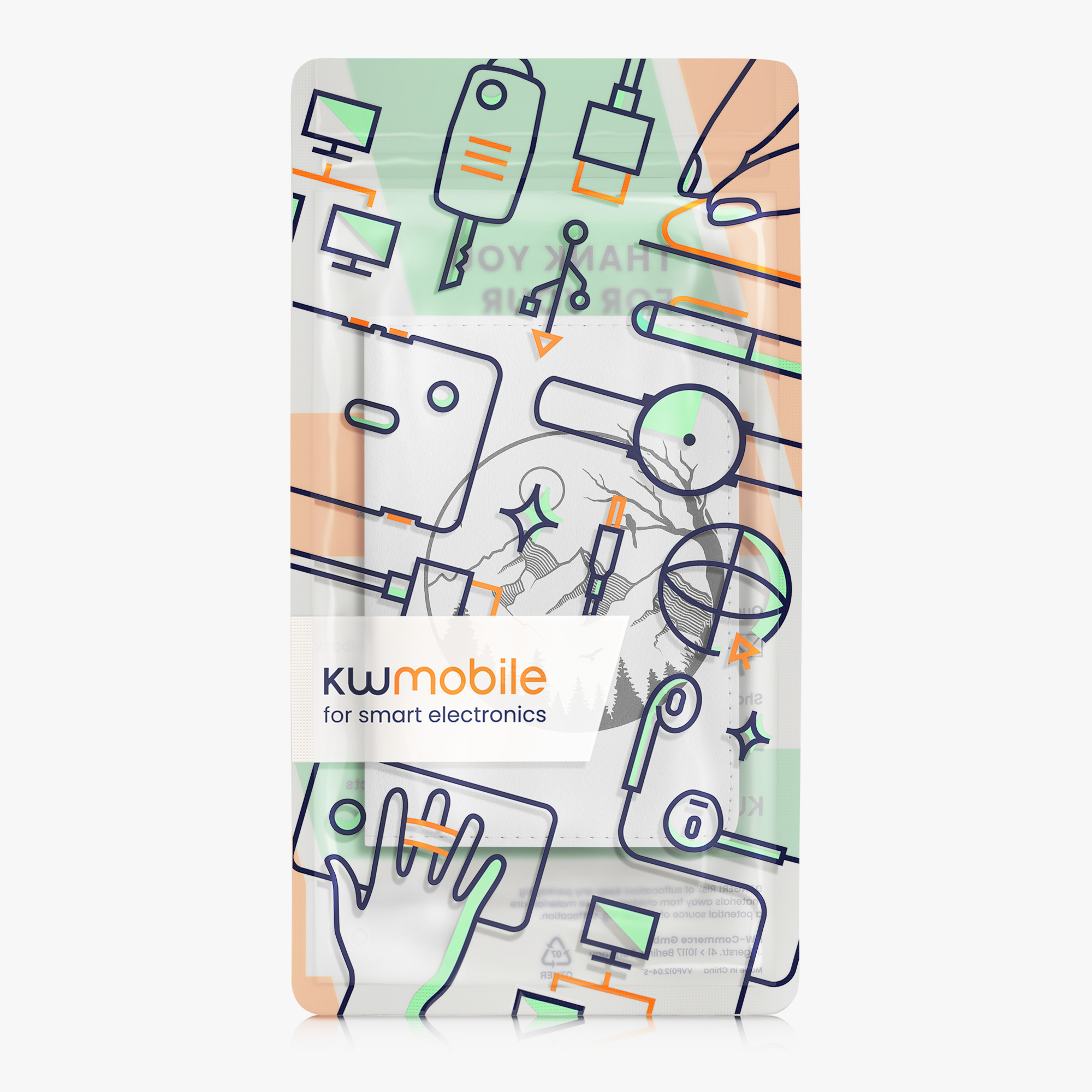 Obal na doklady od auta kwmobile 12 x 17,5 cm / 9,2 x 13 cm PU kůže motiv summit up - černo-bílá