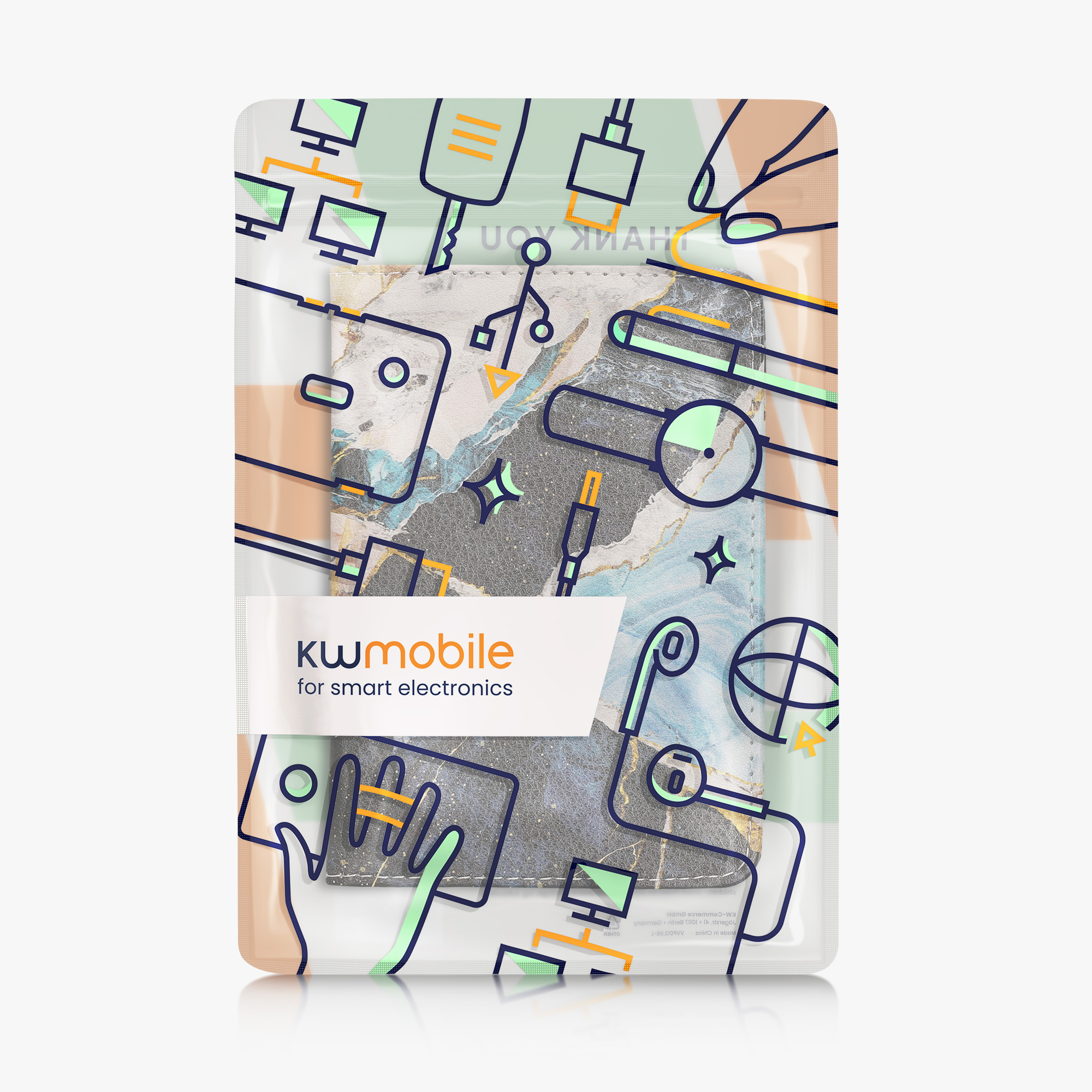 Obal na doklady od auta kwmobile PU kůže - 12 × 17,5 cm otevřené / 9,2 × 13 cm složené - zlatá / bílá / modrá