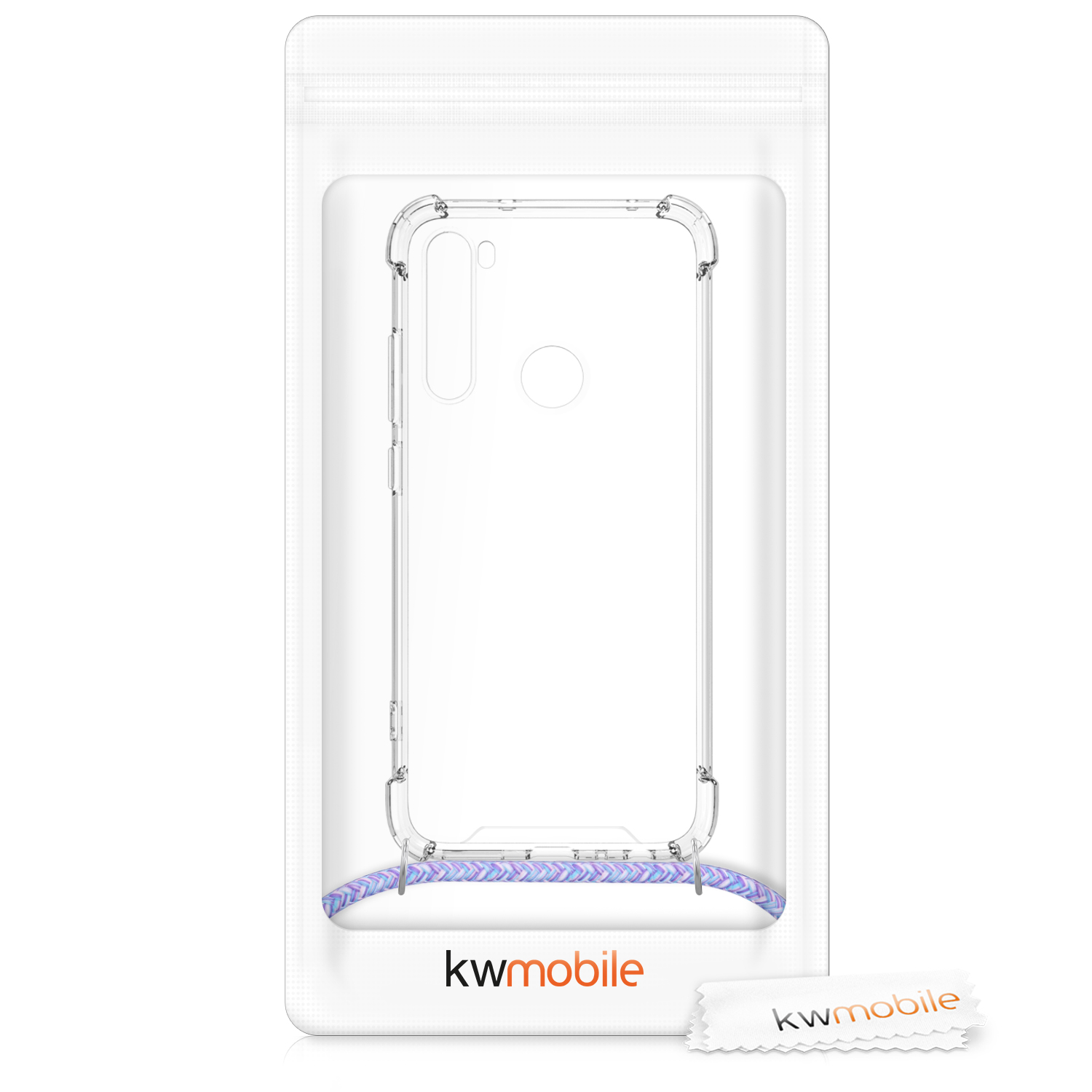 Crossbody kryt kwmobile pro Xiaomi Redmi Note 8 (2019 / 2021) - lavender / violet / light blue / transparent
