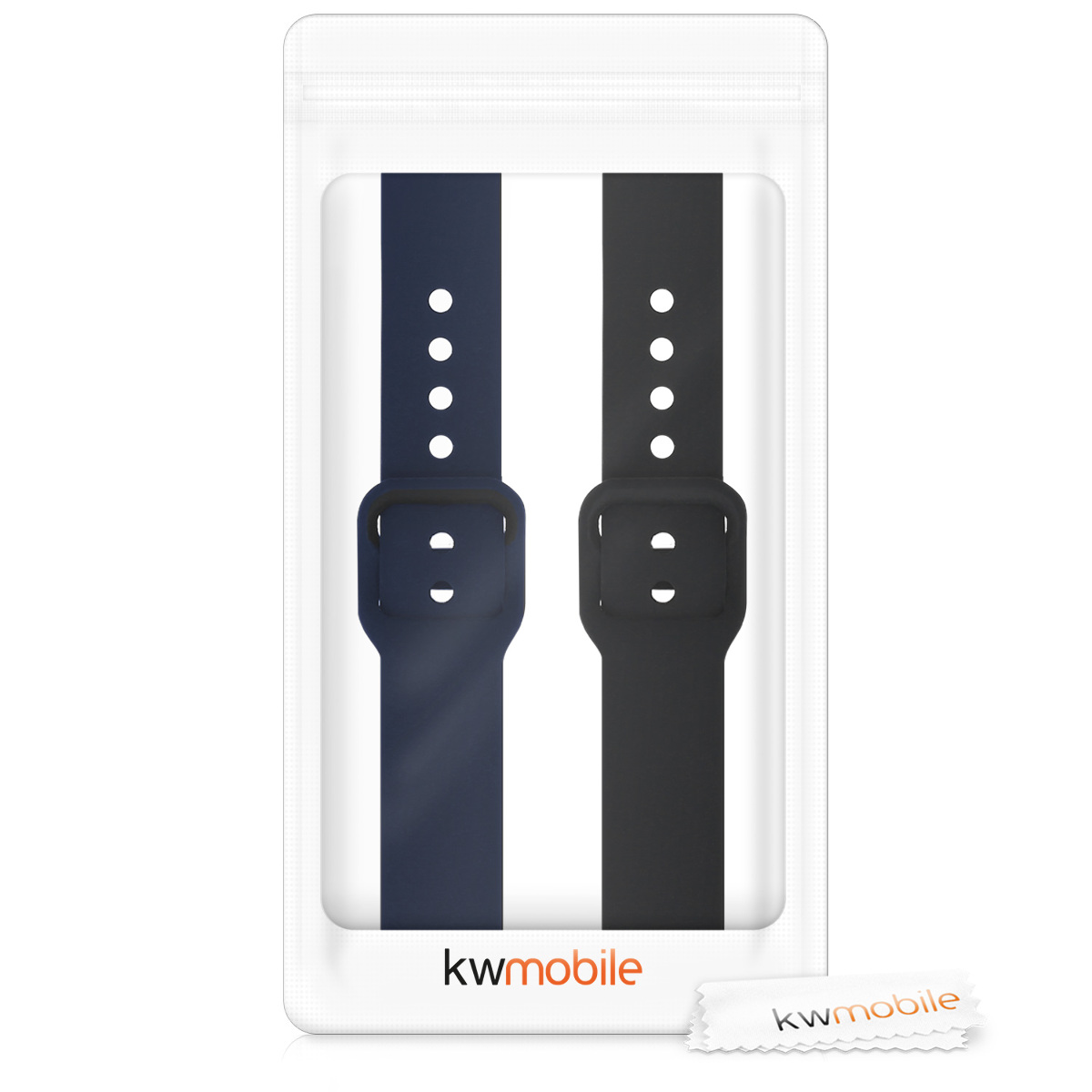 Silikonový řemínek na chytré hodinky Samsung Galaxy Fit (SM-R370) kwmobile 2 ks černo-tmavě modrý