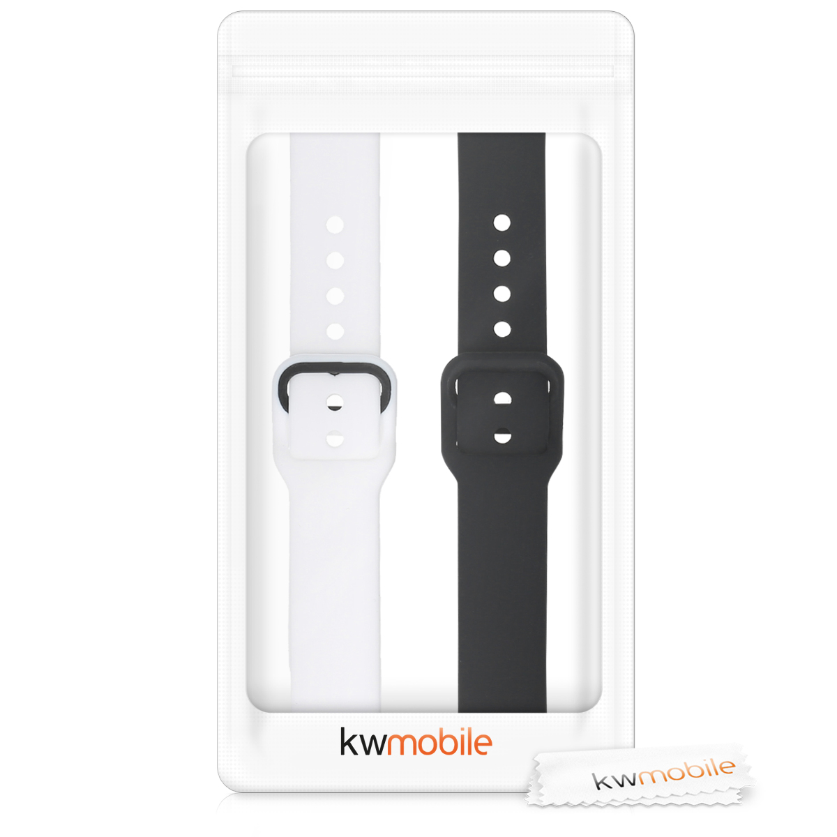 Silikonový řemínek na chytré hodinky Samsung Galaxy Fit (SM-R370) kwmobile 2 ks bílo-černý