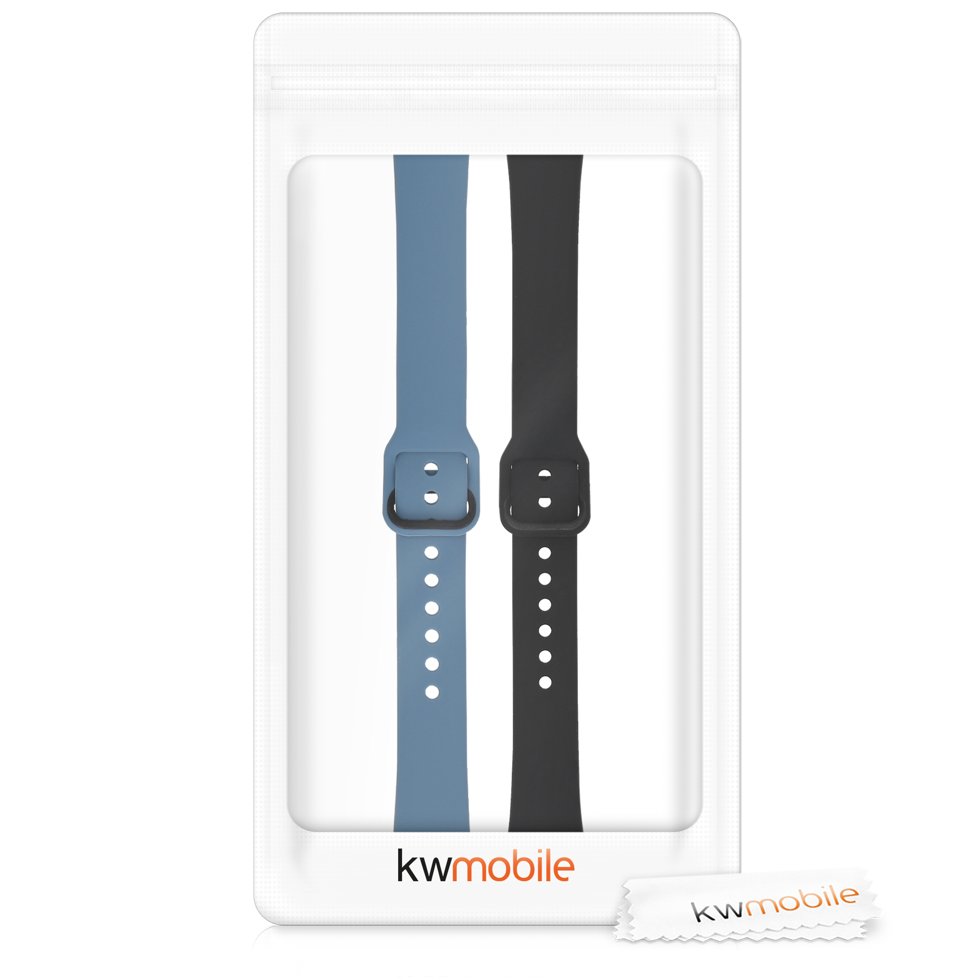 Silikonový řemínek na chytré hodinky Samsung Galaxy Fit (SM-R370) kwmobile 2 ks antracitovo-černý