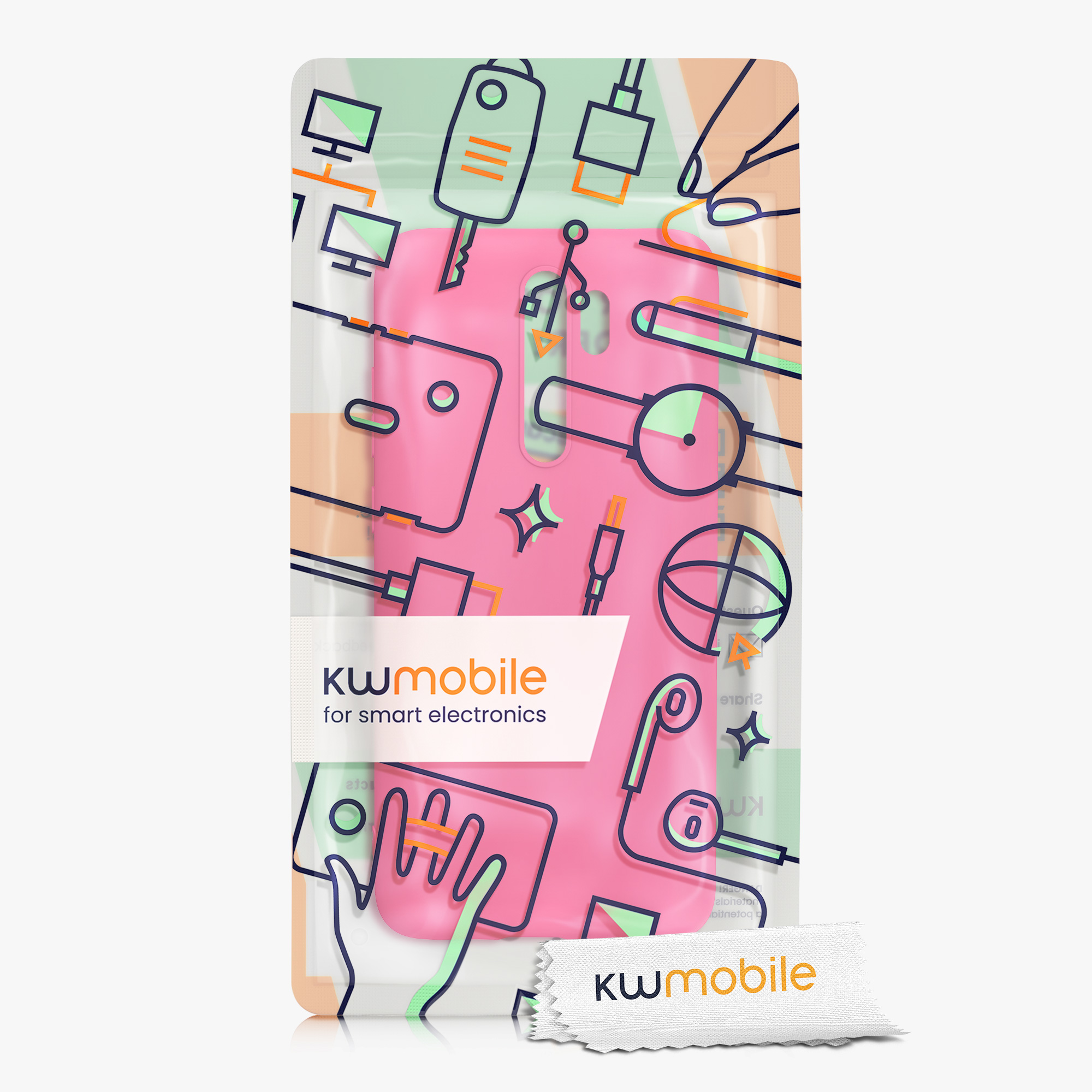 TPU kryt kwmobile pro Xiaomi Redmi Note 8 Pro - neonově růžová