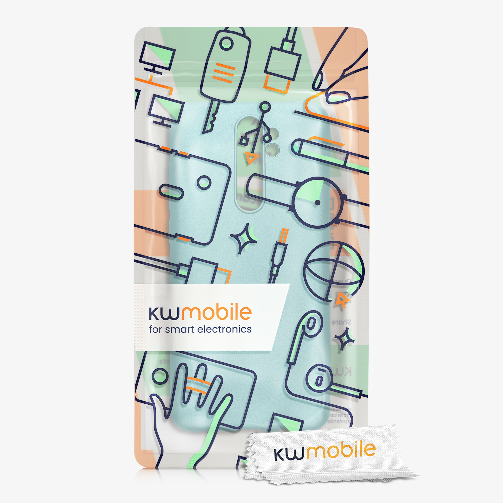 Metalický TPU kryt kwmobile pro Xiaomi Redmi Note 8 Pro - metalická mátově zelená