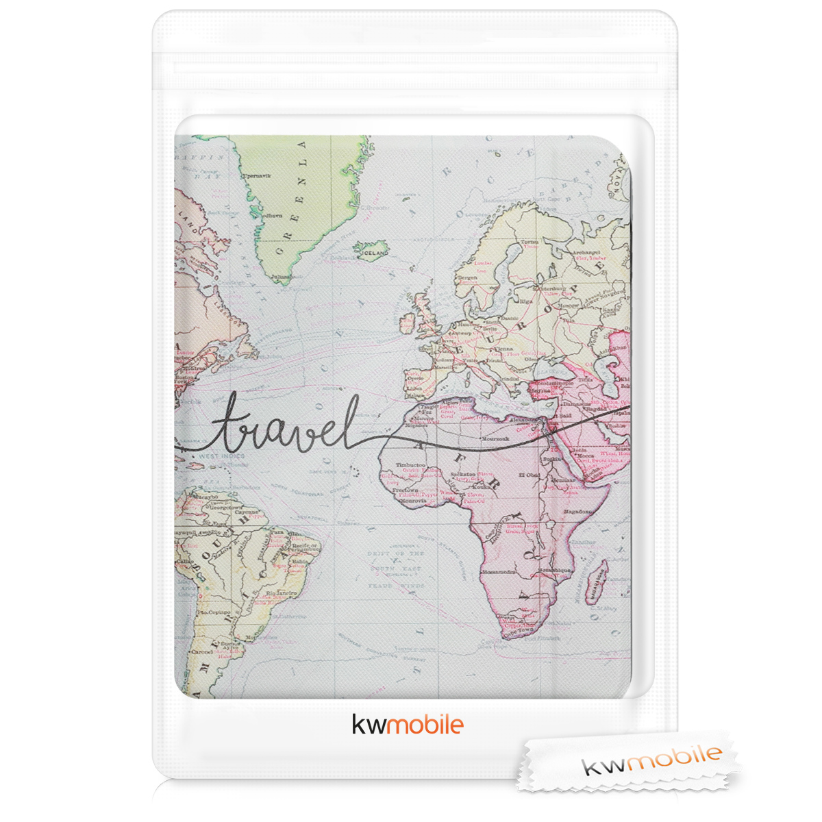 Pouzdro na čtečku Kobo Libra H2O kwmobile, motiv Travel černá / vícebarevná