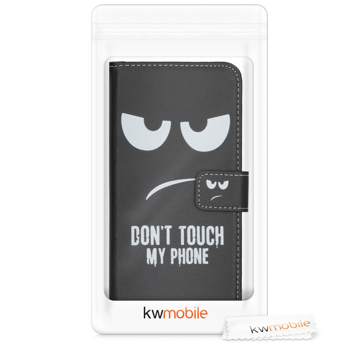 kwmobile peněženkové pouzdro pro Ulefone Note 7 (2019), Don't Touch My Phone bílá / černá