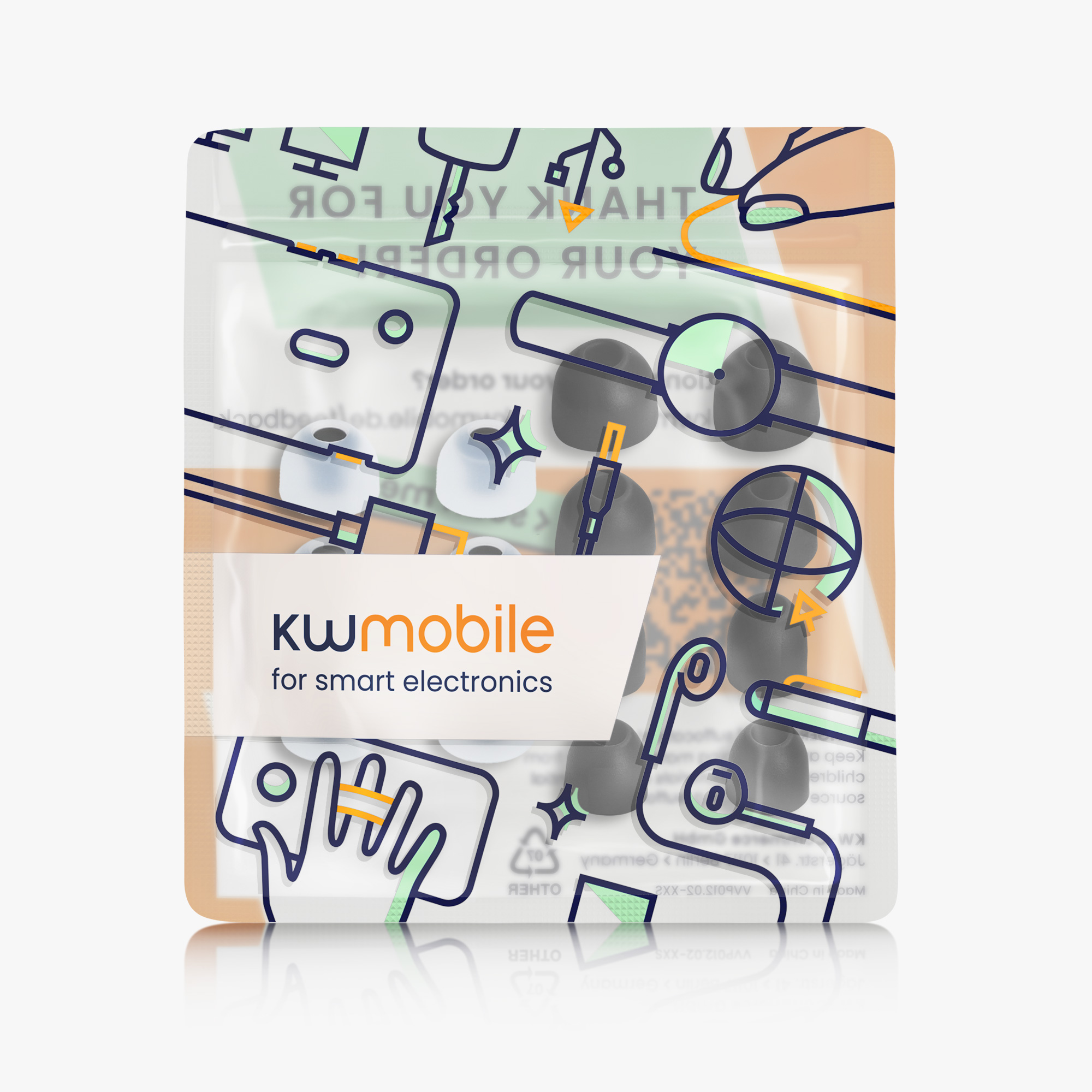 Náhradní špunty kwmobile pro Sony WF-1000XM3 / WF-1000XM4 / WF-1000XM5, 4 velikosti, černá / transparentní, 14 ks