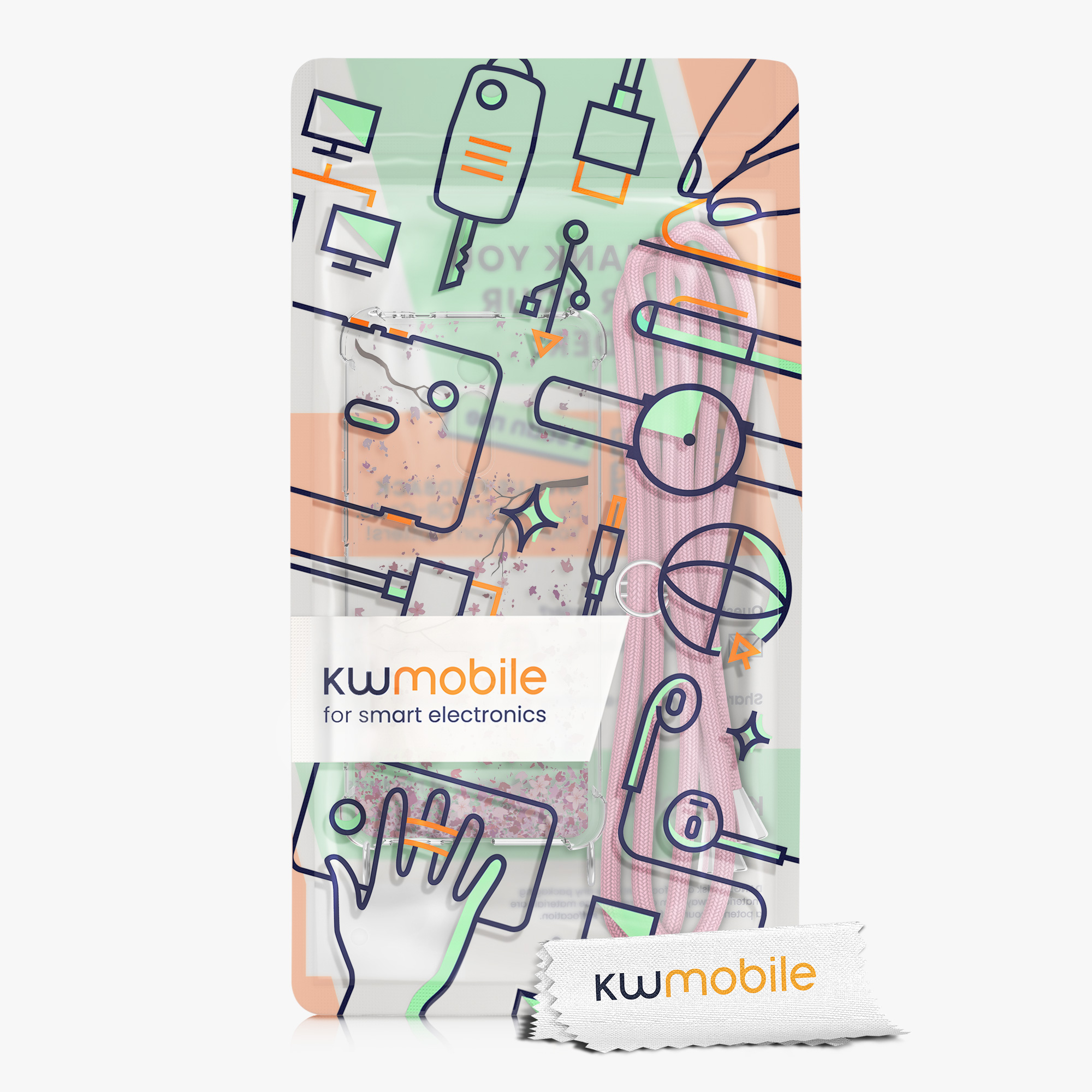 Crossbody kryt kwmobile Xiaomi Mi 9T (Pro) / Redmi K20 (Pro), růžové třešňové květy / Dark Brown / transparentní