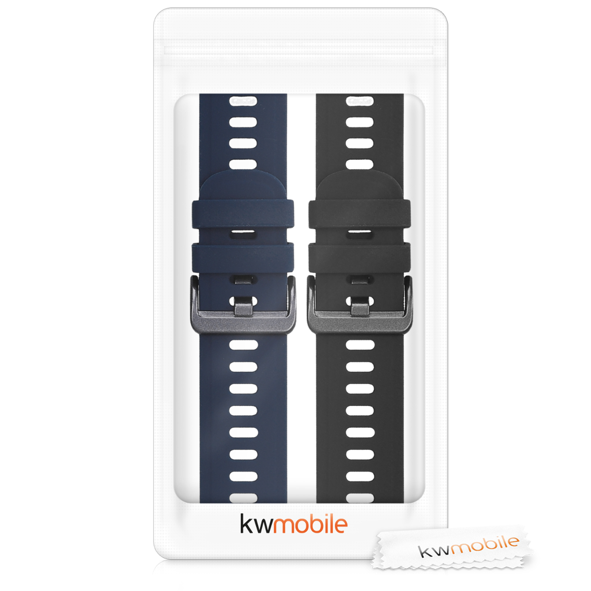 Sada 2 řemínků pro Huami Amazfit GTR (47mm) / GTR 2 / GTR 2e / GTR3 / GTR 3 Pro kwmobile - černá a tmavě modrá