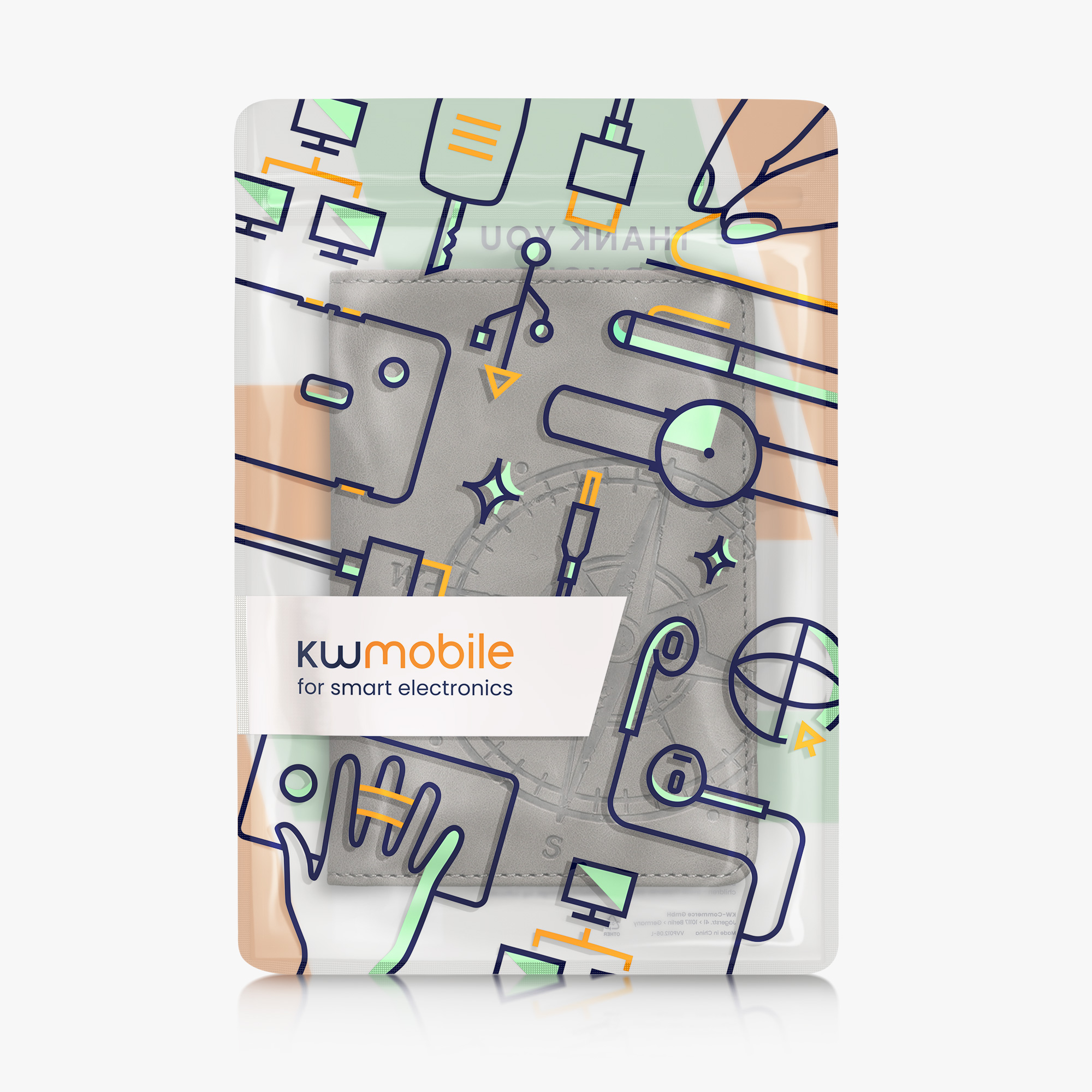 Obal na doklady od auta kwmobile 12 x 17,5 cm / 9,2 x 13 cm PU kůže motiv kompas - šedá