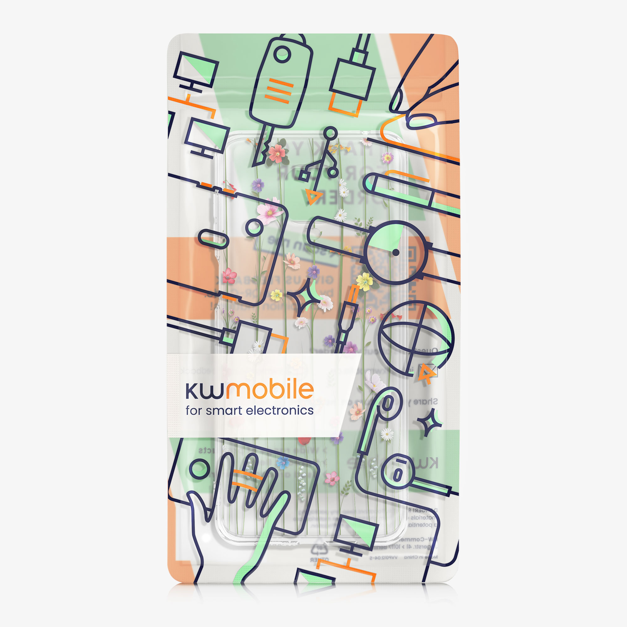Transparentní TPU kryt kwmobile pro Xiaomi Redmi Note 9S / 9 Pro / 9 Pro Max - barevné květiny / transparentní