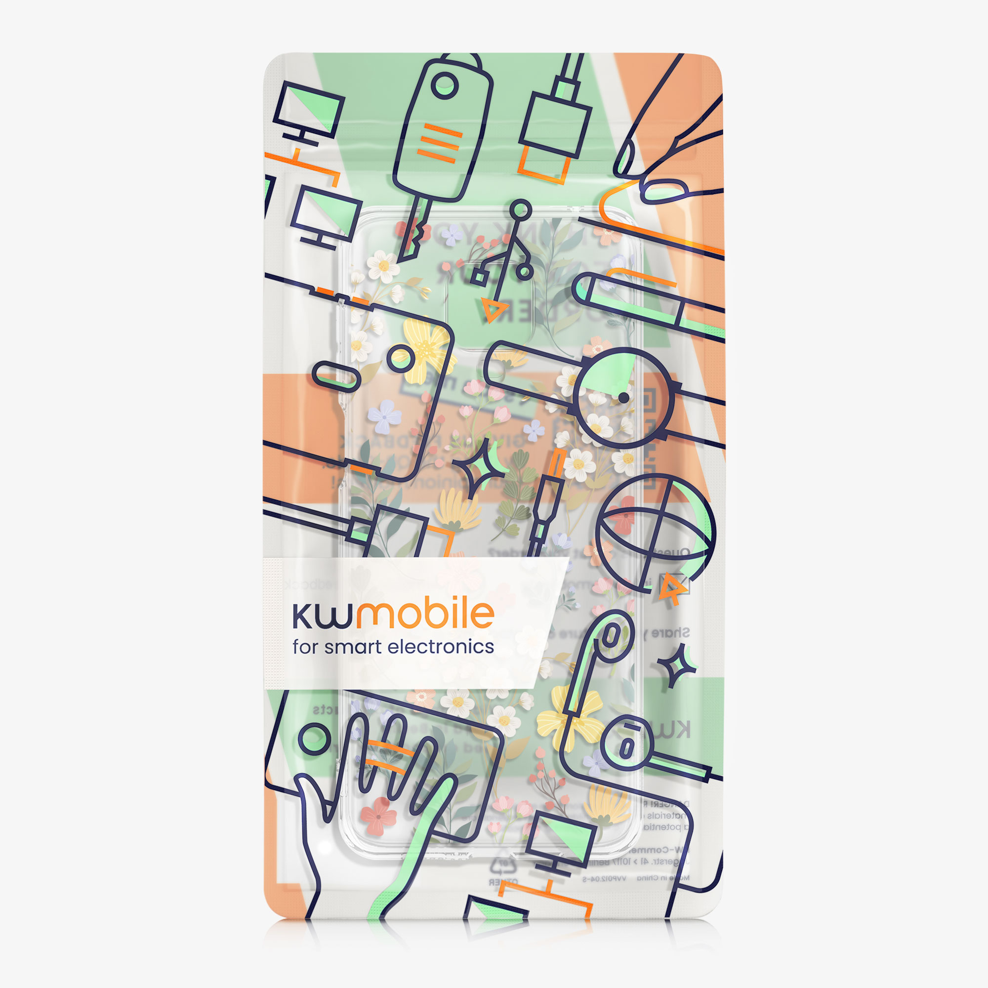 Transparentní TPU kryt kwmobile pro Xiaomi Redmi Note 9S / 9 Pro / 9 Pro Max - žluté květy / zelená / transparentní
