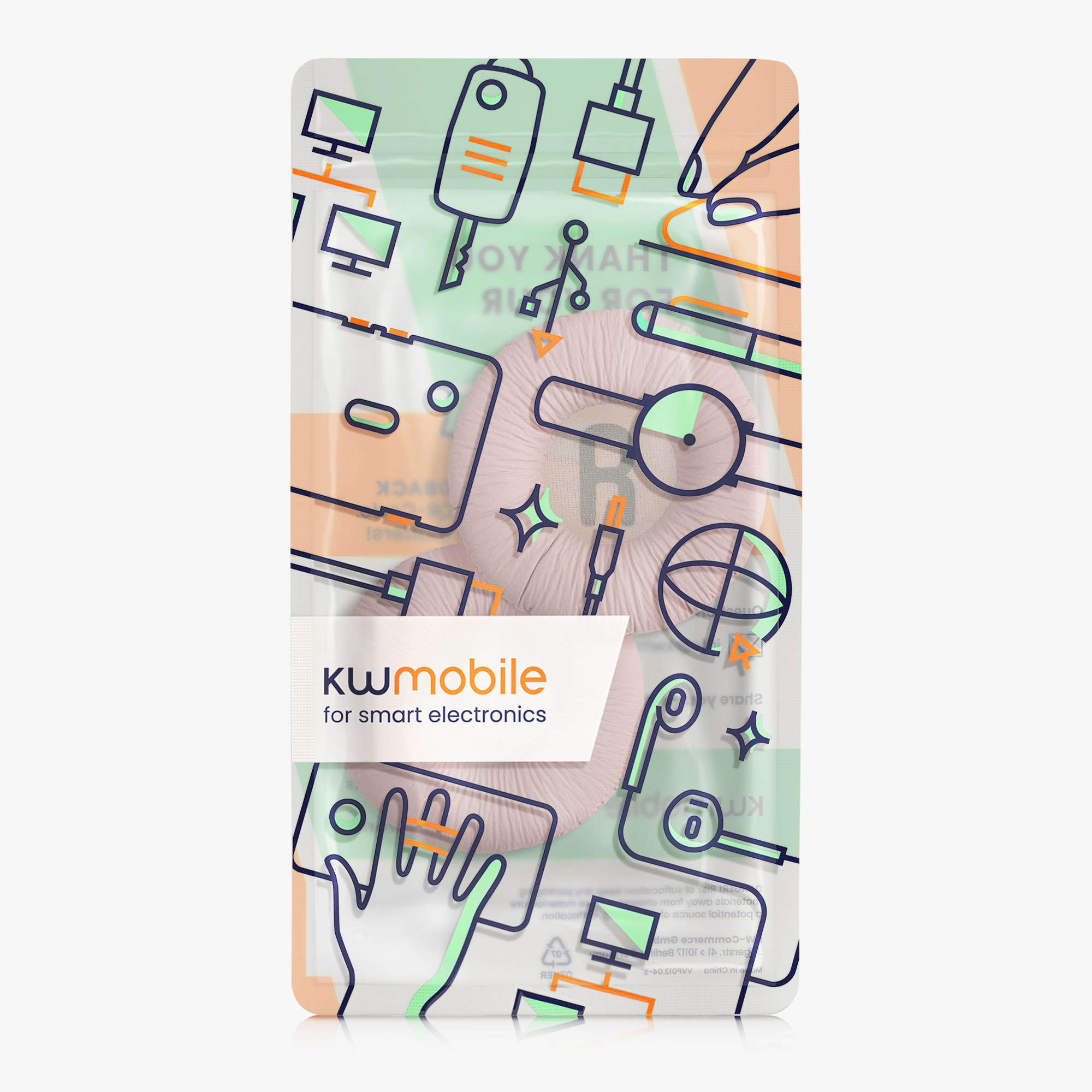 Náušníky kwmobile 2 ks pro JBL Tune 600 / 500BT / 510BT / 520BT / 450 - starorůžová