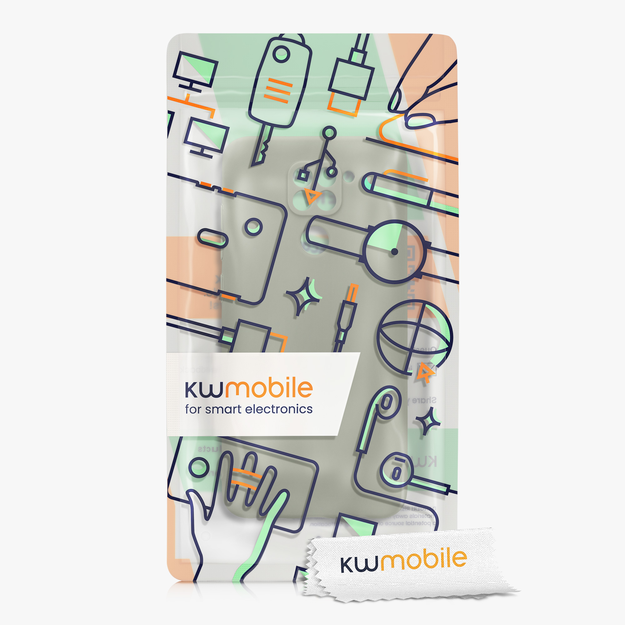 TPU kryt kwmobile pro Xiaomi Redmi Note 9 - šedozelená